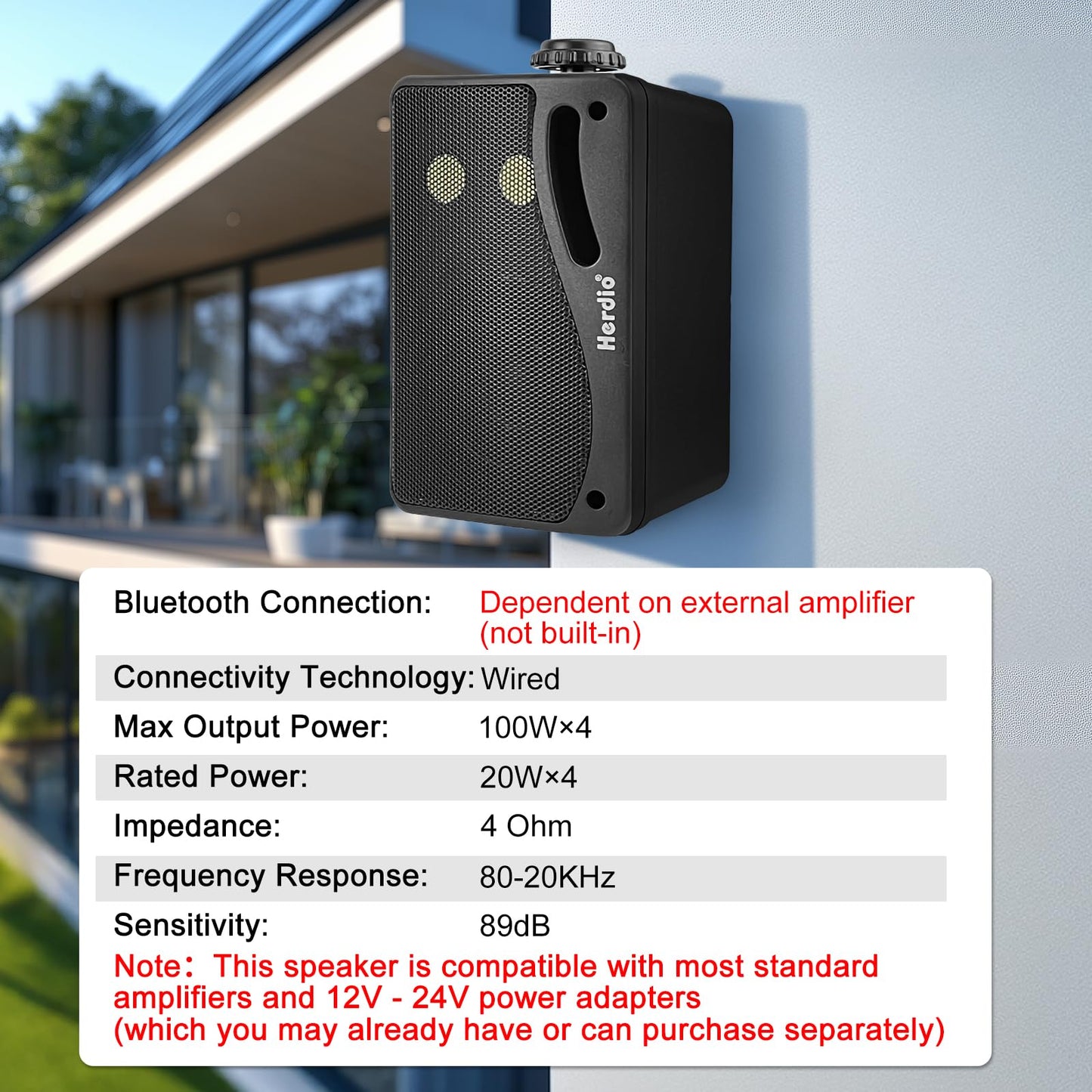 Herdio - Altavoces pasivos para exteriores de 3.5 pulgadas con cable, impermeables, con sonido superior de 400 W, durabilidad para todo tipo de clima, para el hogar, patio, jardín, barco, cochera