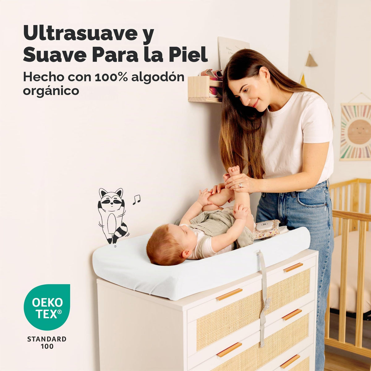 Paquete de 2 fundas orgánicas para cambiador para niña, niño, neutro, 100% algodón, funda suave para cambiador de pañales, sábanas para cambiador de pañales, forro de cambiador de contorno, funda para