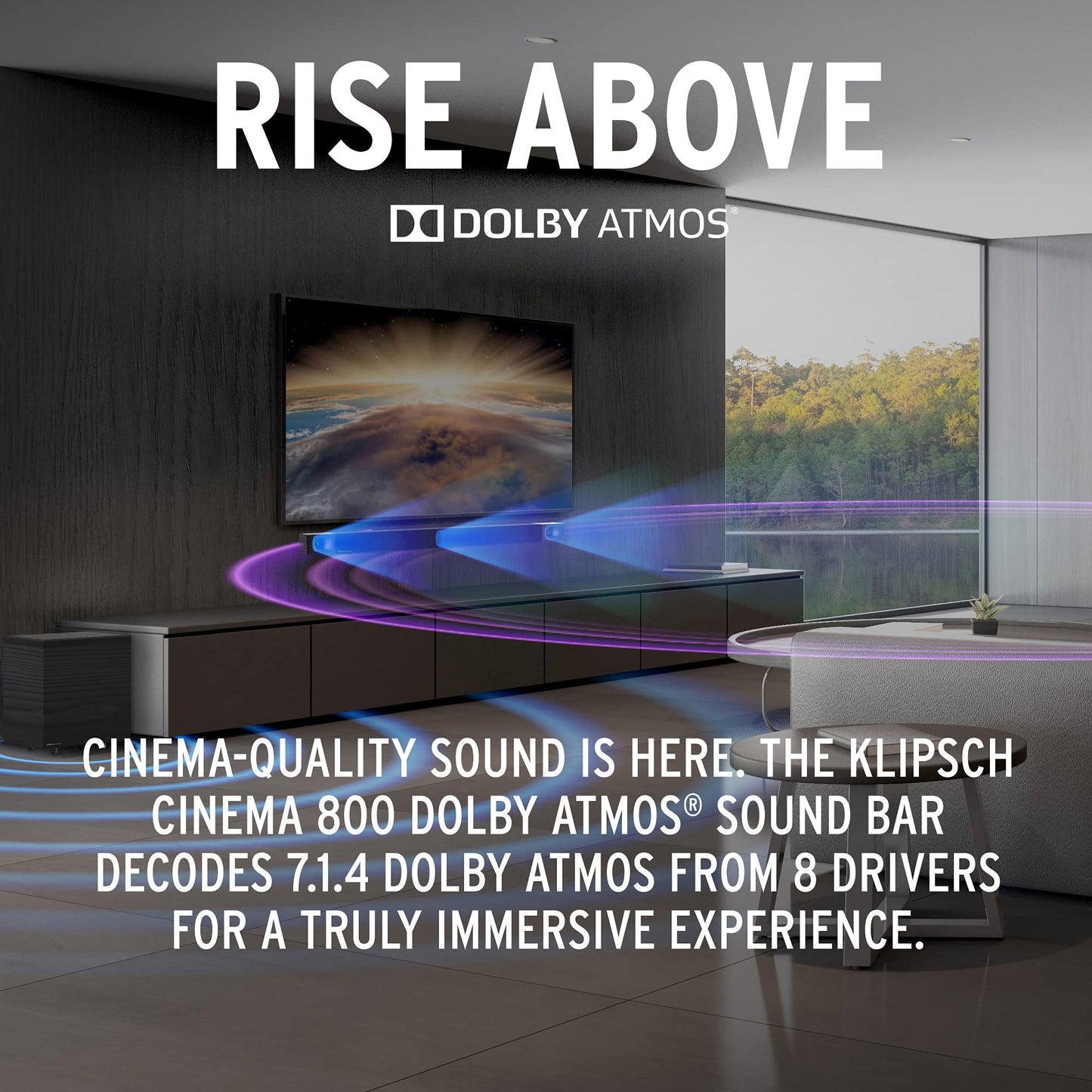 Klipsch Cinema 800 Dolby Atmos 3.1 Barra de Sonido y subwoofer inalámbrico
