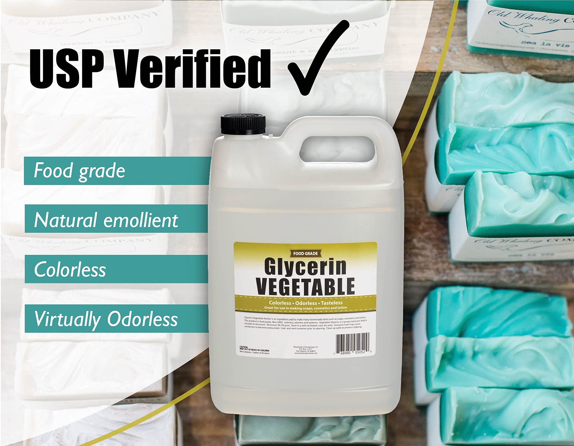Vegetable Glycerin - 1 Gallon - All Natural, Kosher, USP Grade - Premium Quality Glycerin, Excellent Emollient Qualities, Amazing Skin and Hair Benefits, DIY beauty products