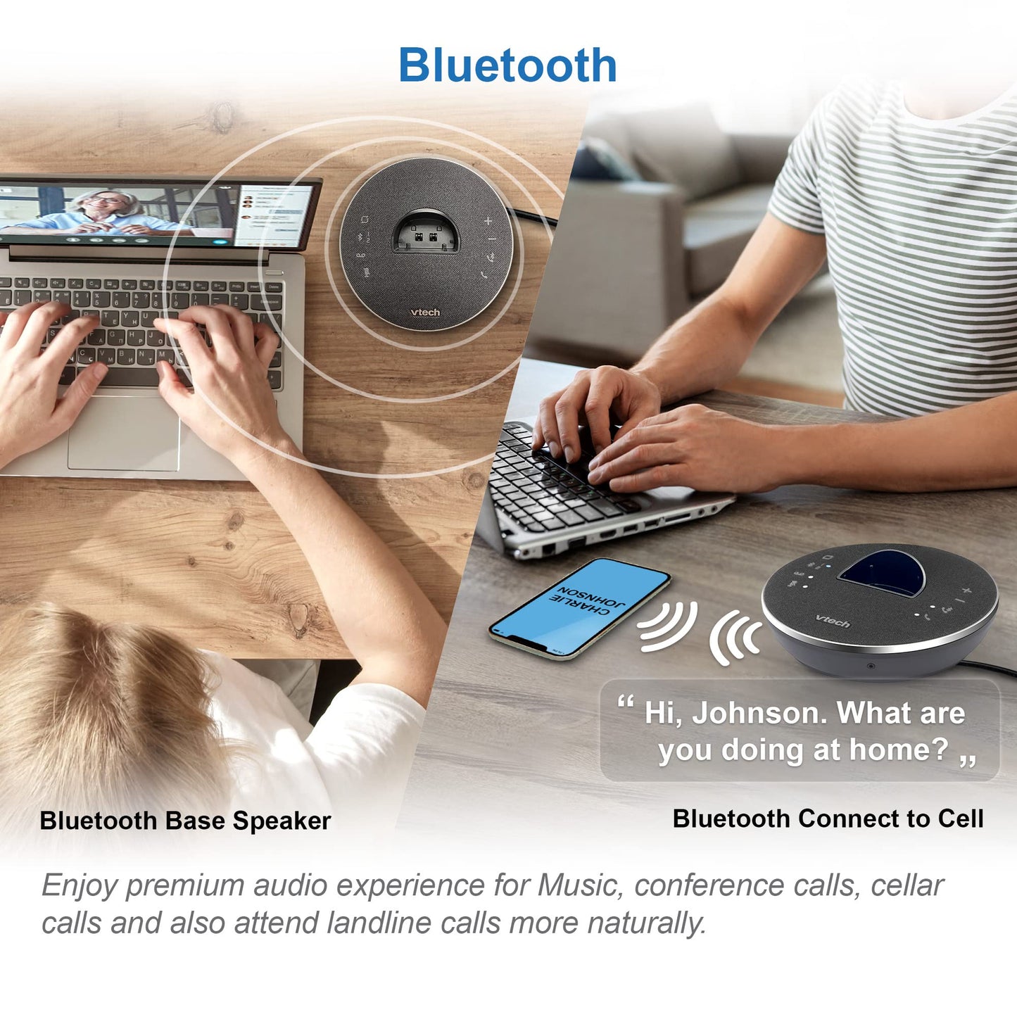 VTech LS6381 DECT 6.0 Teléfono inalámbrico con altavoz Bluetooth con cancelación de eco, reducción de ruido, transmisión de música. Perfecto para PC/teléfono fijo/llamadas celulares. Sistema de contestación, bloqueador de llamadas inteligente