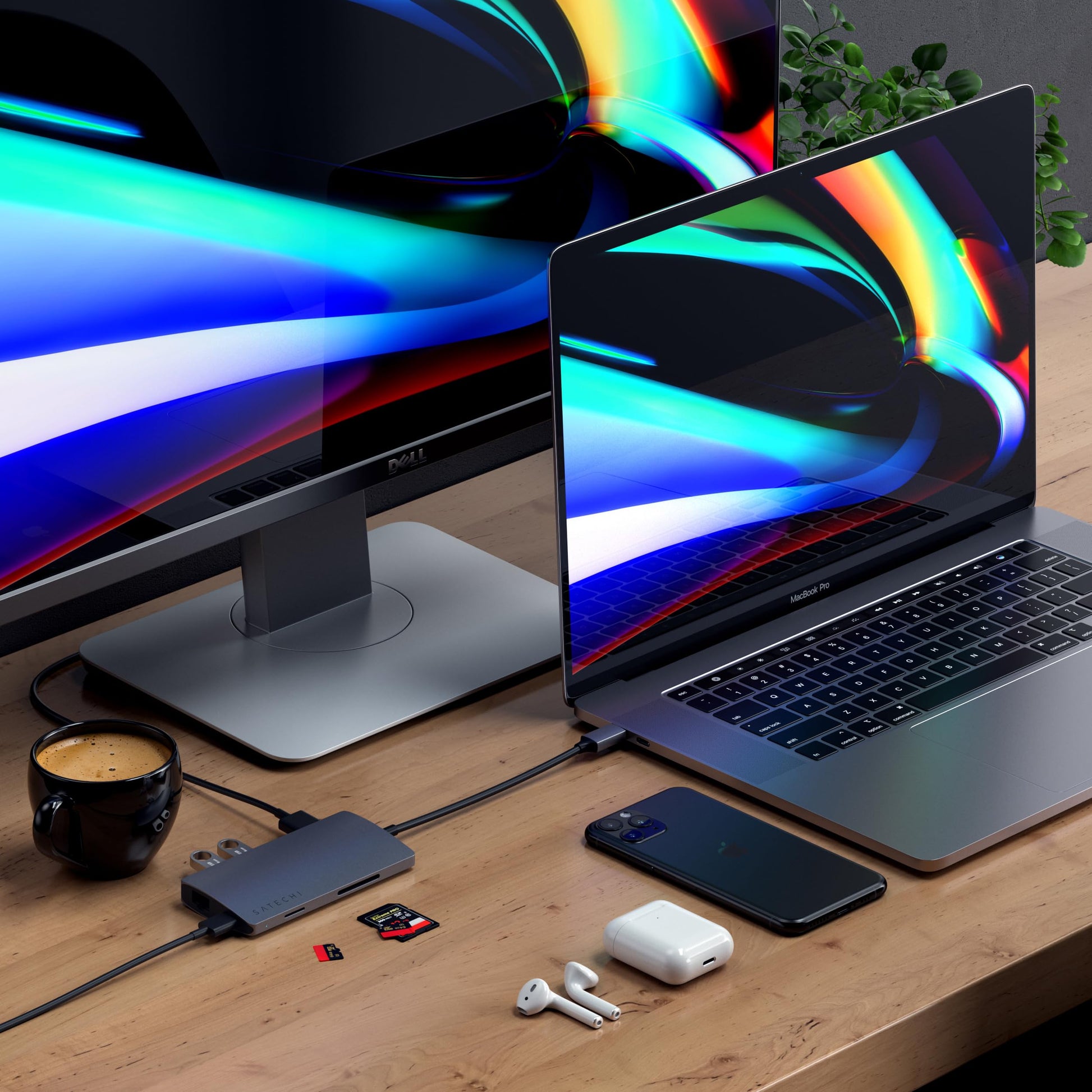 SATECHI Adaptador 8 en 1 USB C V2, HDMI 4K, Carga USB C PD de 115 W, 3 Puertos USB-A, Ethernet, Lector de Tarjetas Micro/SD, para portátil, MacBook Air/Pro M4, iPad, Windows - Gris Espacial