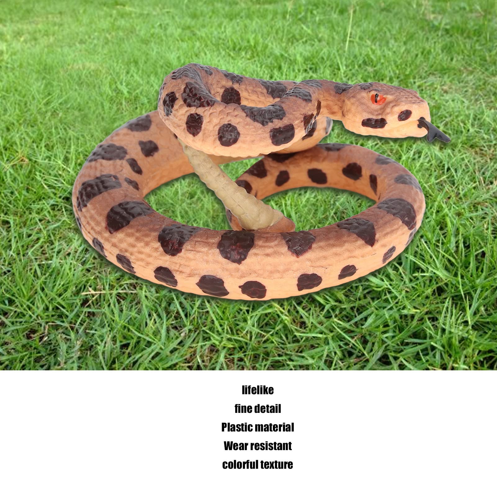 FUWE Serpiente de cascabel realista de plástico resistente al desgaste para niños de 3 años en adelante, juguete de fiesta de cumpleaños y bromas prácticas