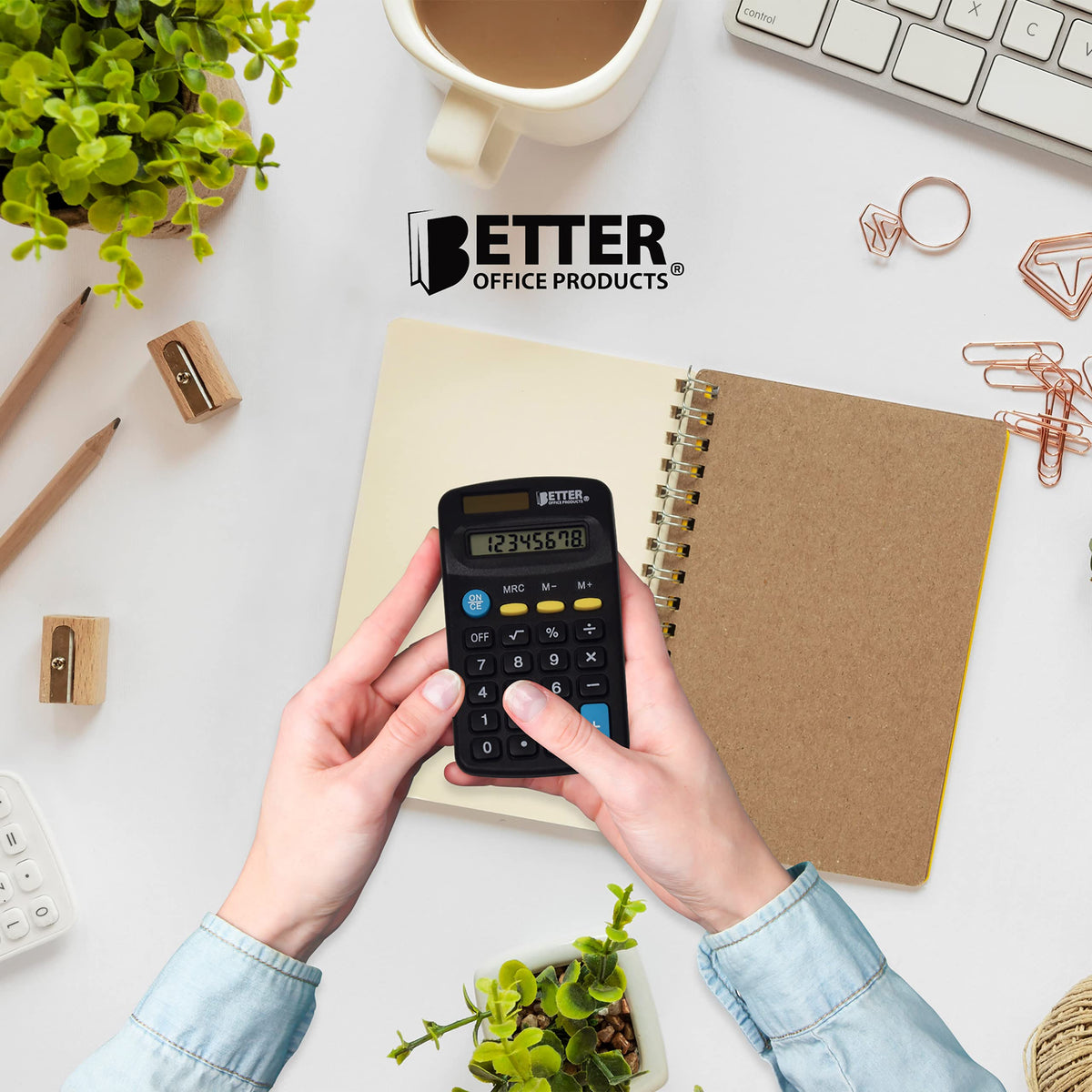 Mini Calculadoras Better Office Products Azul Negro Rosa Visualización de Mano de 8 Dígitos Función Estándar Alimentación Dual