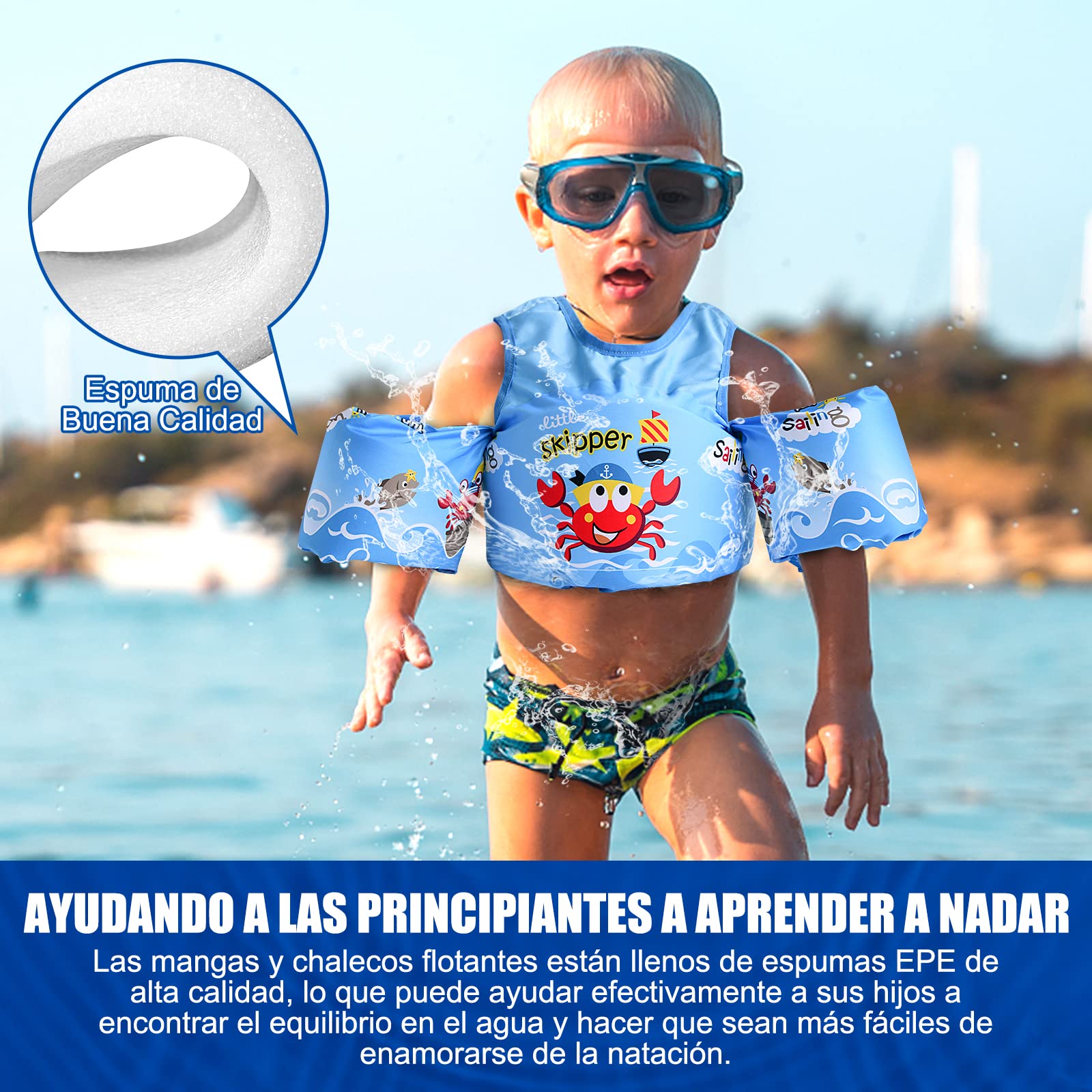 Chaleco Salvavidas VVYY8985 Cangrejo Ajustable para Niños y Niñas de 3 a 8 Años