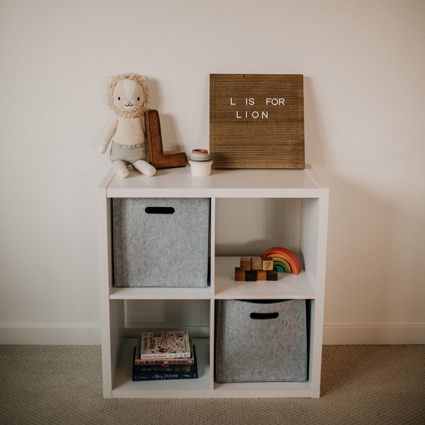Parker - cubeta de almacenamiento plegable de fieltro para bebé, 11 pulgadas, para organizador de cubos, organizadores de clóset y contenedor de juguetes, cestas de cuerda para almacenamiento de