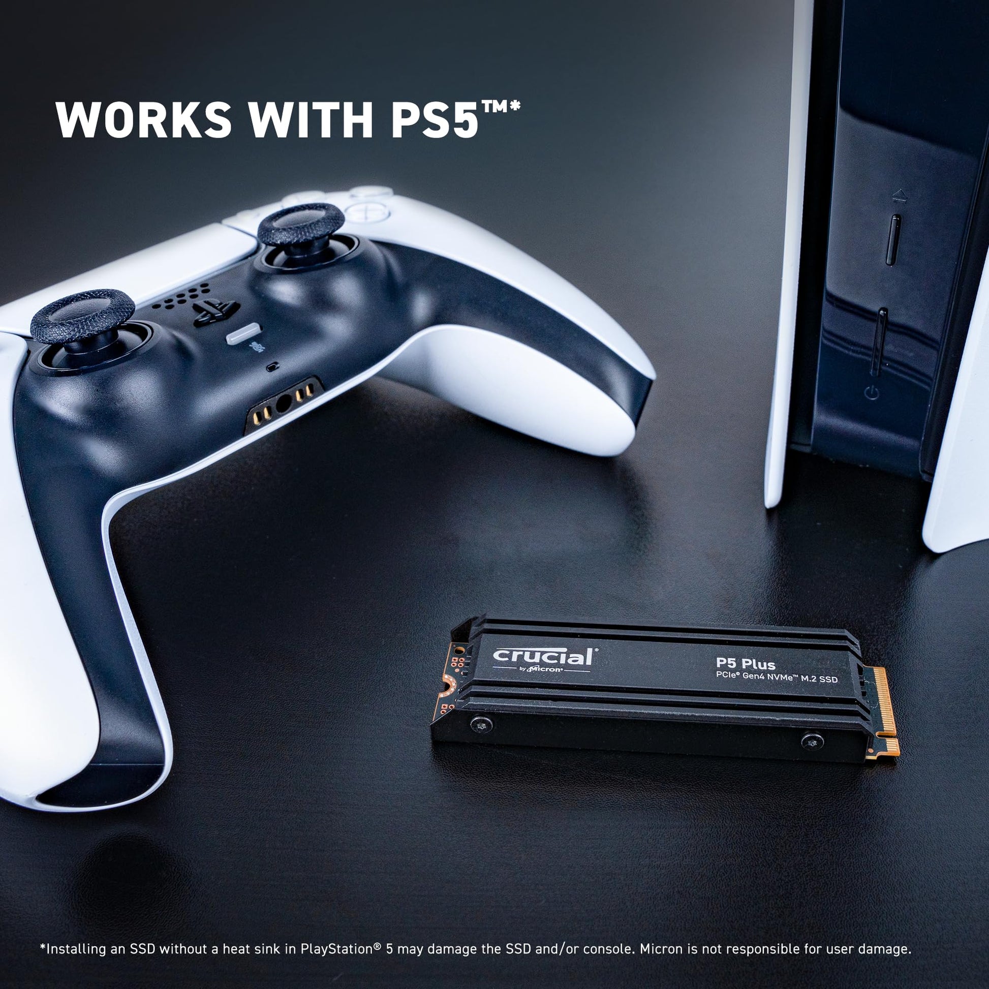 Crucial P5 Plus 2TB Gen4 NVMe M.2 SSD SSD Interno para Juegos con disipador térmico, Compatible con Playstation 5 (PS5) - hasta 6600MB/s - CT2000P5PSSD5
