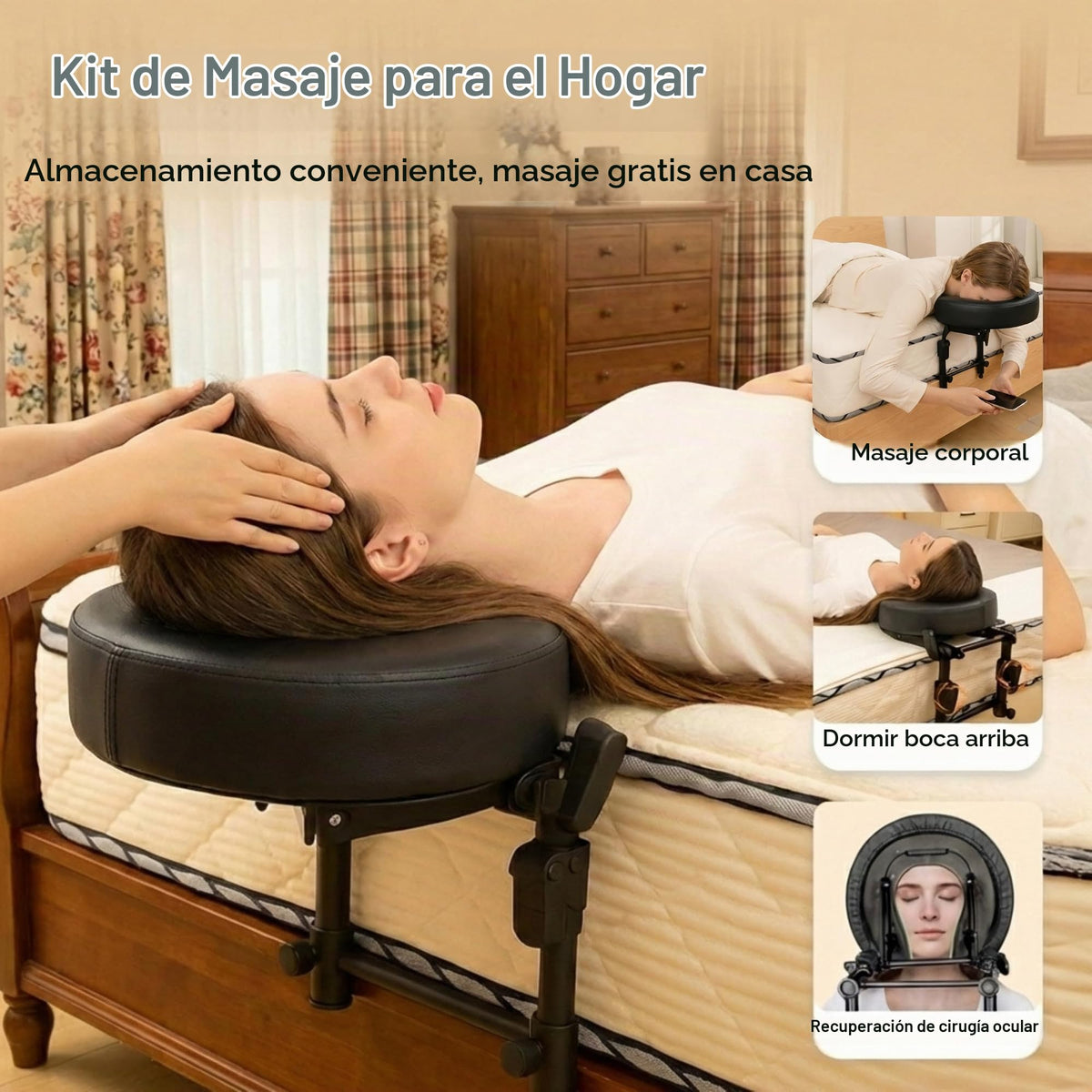 Reposacabezas de Masaje MAOSEMSI Gris Ajustable con Funda Lavable y Espuma Viscoelástica