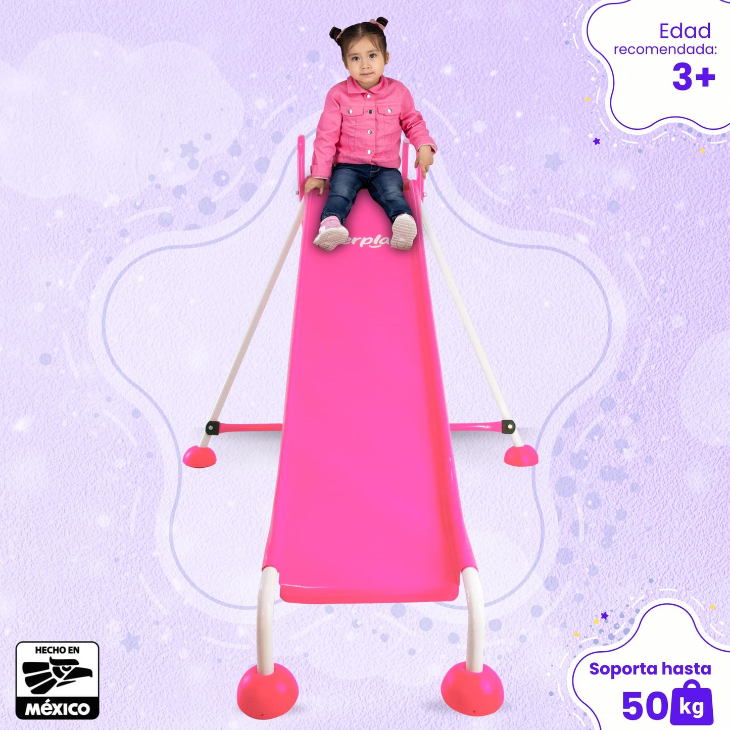 Resbaladilla Infantil ENERPLAY Rosa de Acero 210x90 cm para Niña