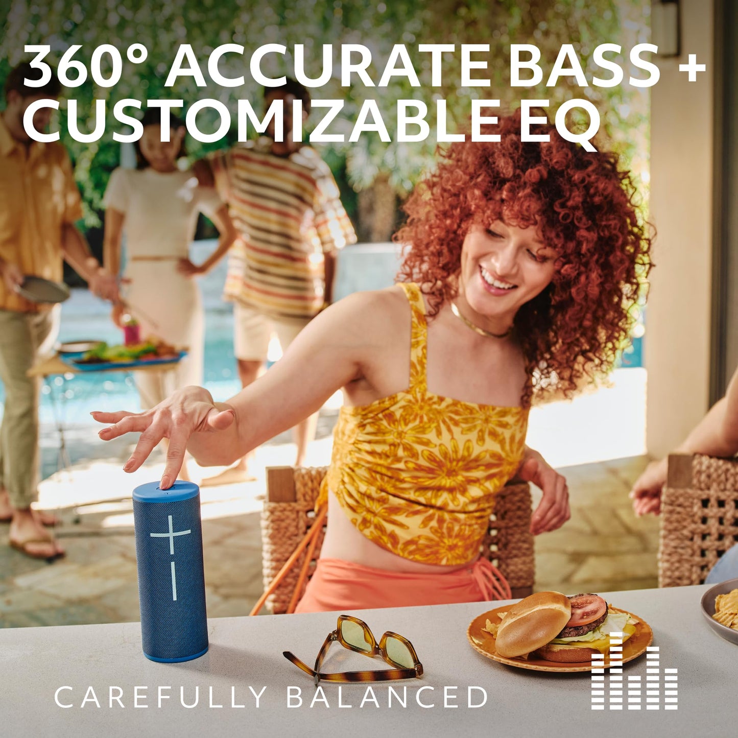 Ultimate Ears Boom 4 - Bocina Bluetooth portátil impermeable con sonido envolvente de 360 grados, bocina flotante para exteriores, batería de 15 horas, alcance de 45 metros - Azul (renovada)