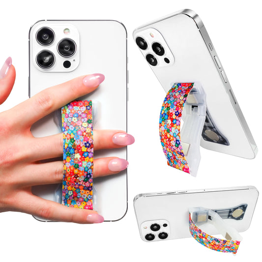 Agarre para Teléfono LOVEHANDLE PRO Margaritas Coloridas con Correa de Silicona y Soporte Magnético