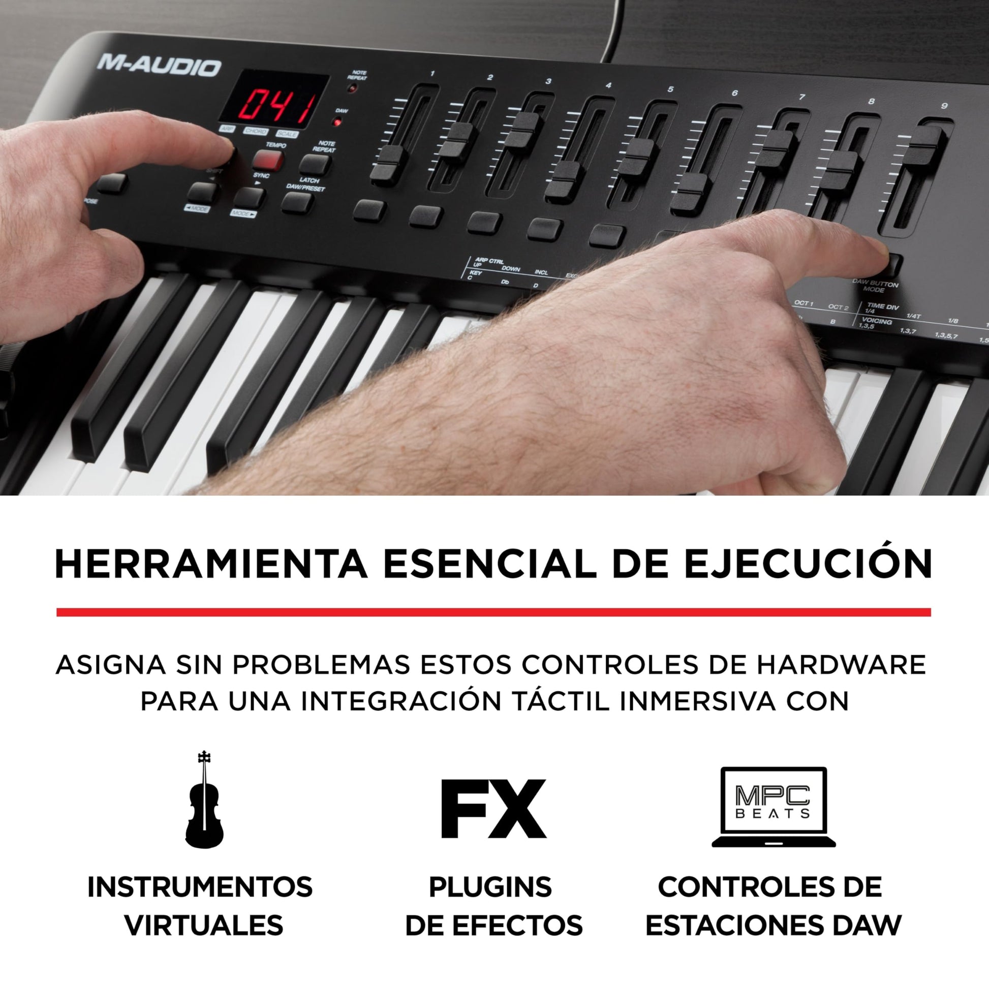 M-Audio Oxygen 49 V - Teclado controlador MIDI USB de 49 teclas con Beat Pads, modos Smart Chord y Scale, arpegiador y suite de software incluidos