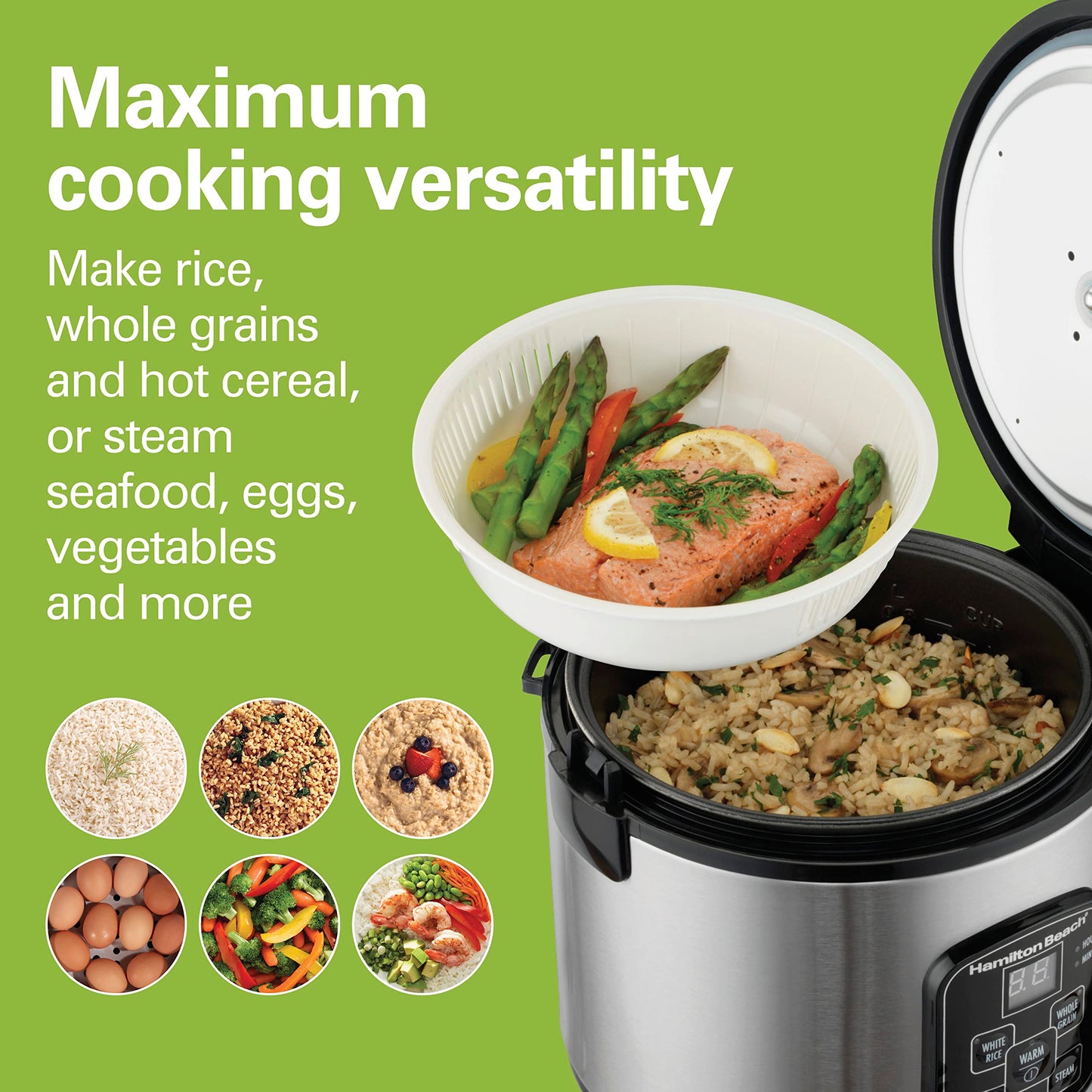 Hamilton Beach - Olla para cereales, Acero inoxidable, 8 tazas, 1