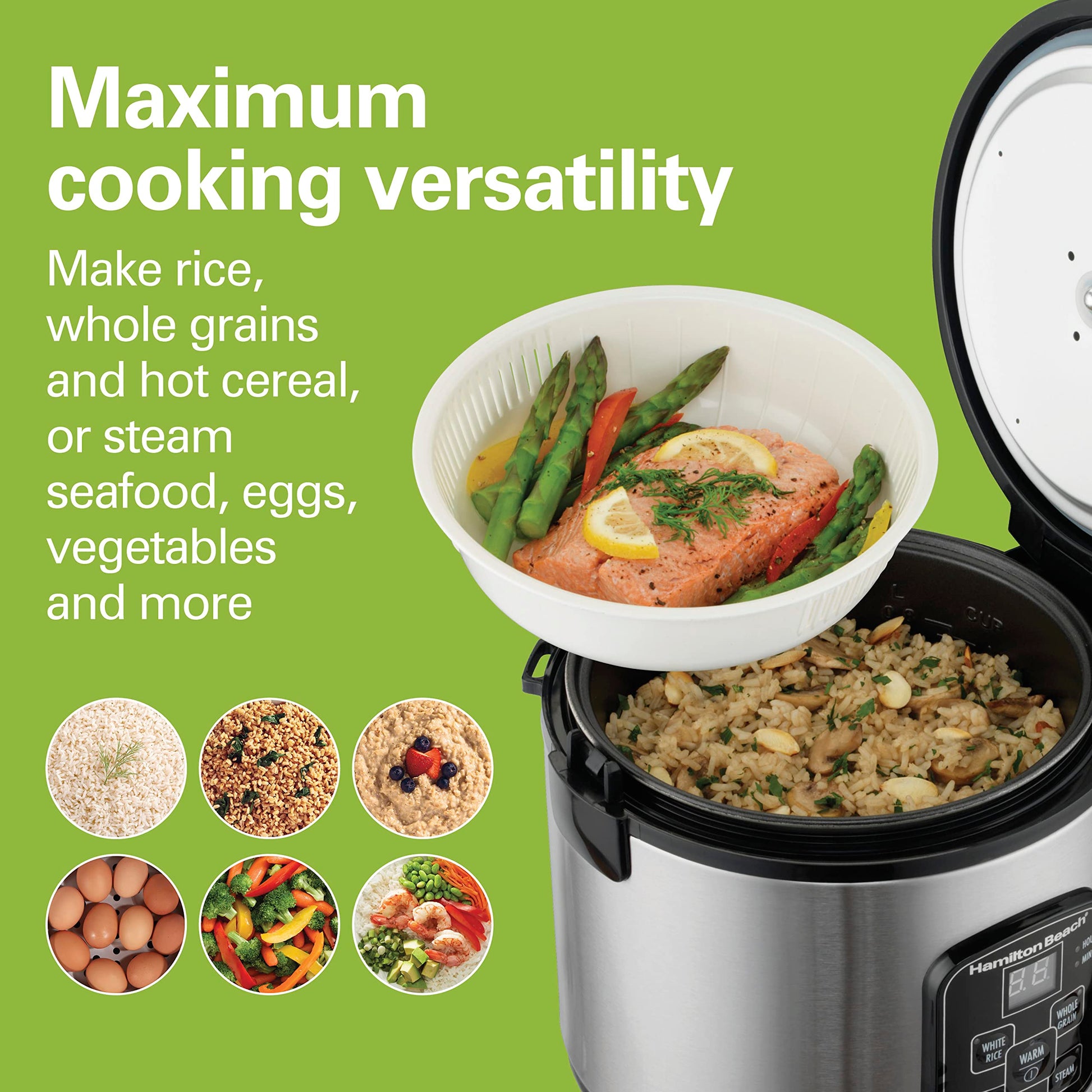 Hamilton Beach - Olla para cereales, Acero inoxidable, 8 tazas, 1