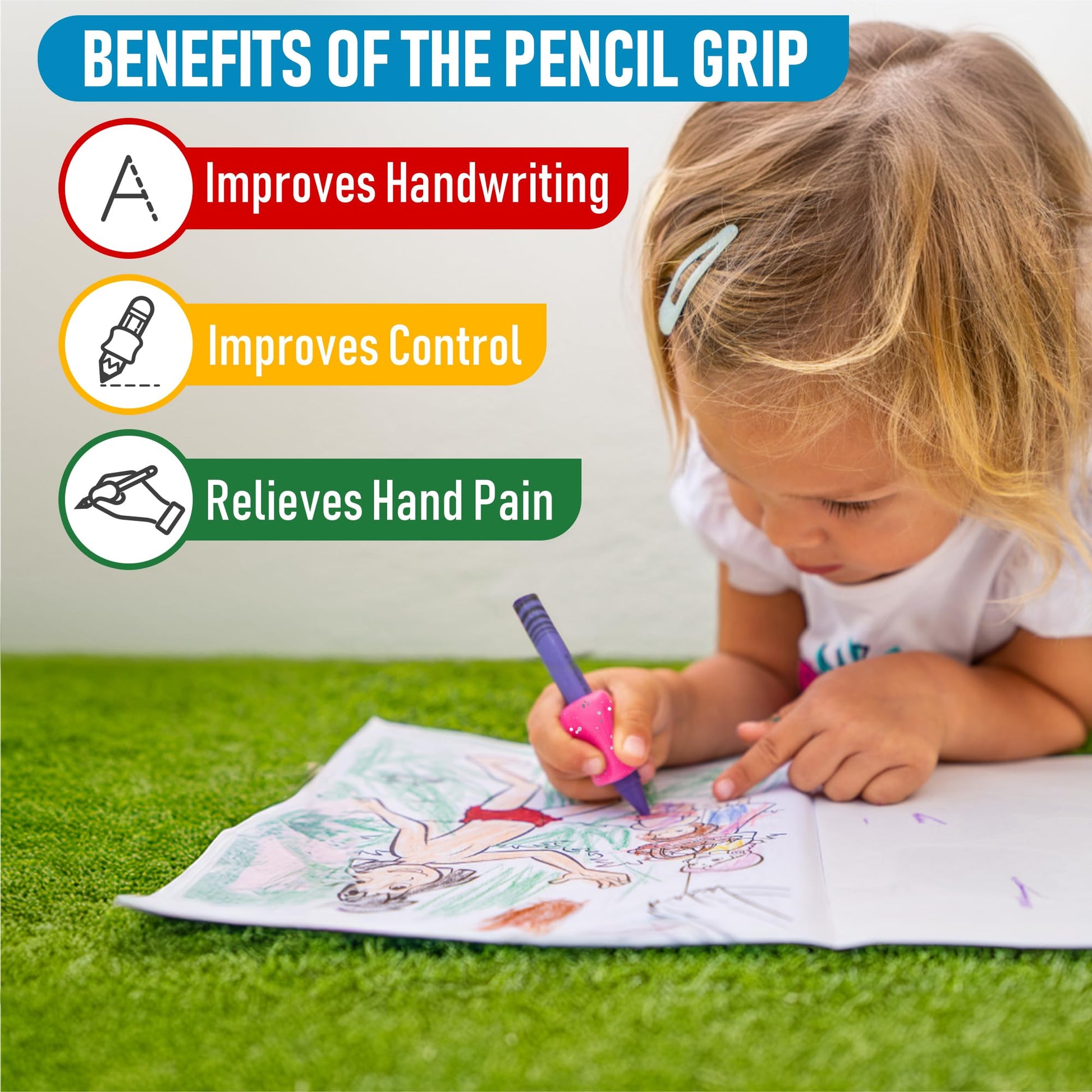The Pencil Grip Original - Soporte ergonómico universal para escritura de derecha e izquierda, Escarcha, 6-ct