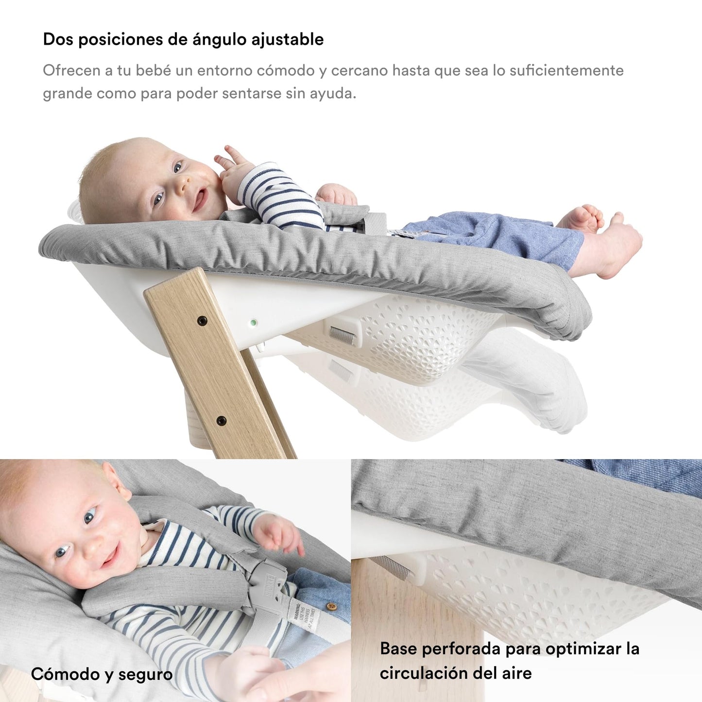 Silla Tripp Trapp de Stokke con Newborn Set (Gris) - Para recién nacidos hasta 9 kilos - Acogedor, seguro y fácil de usar (Black)