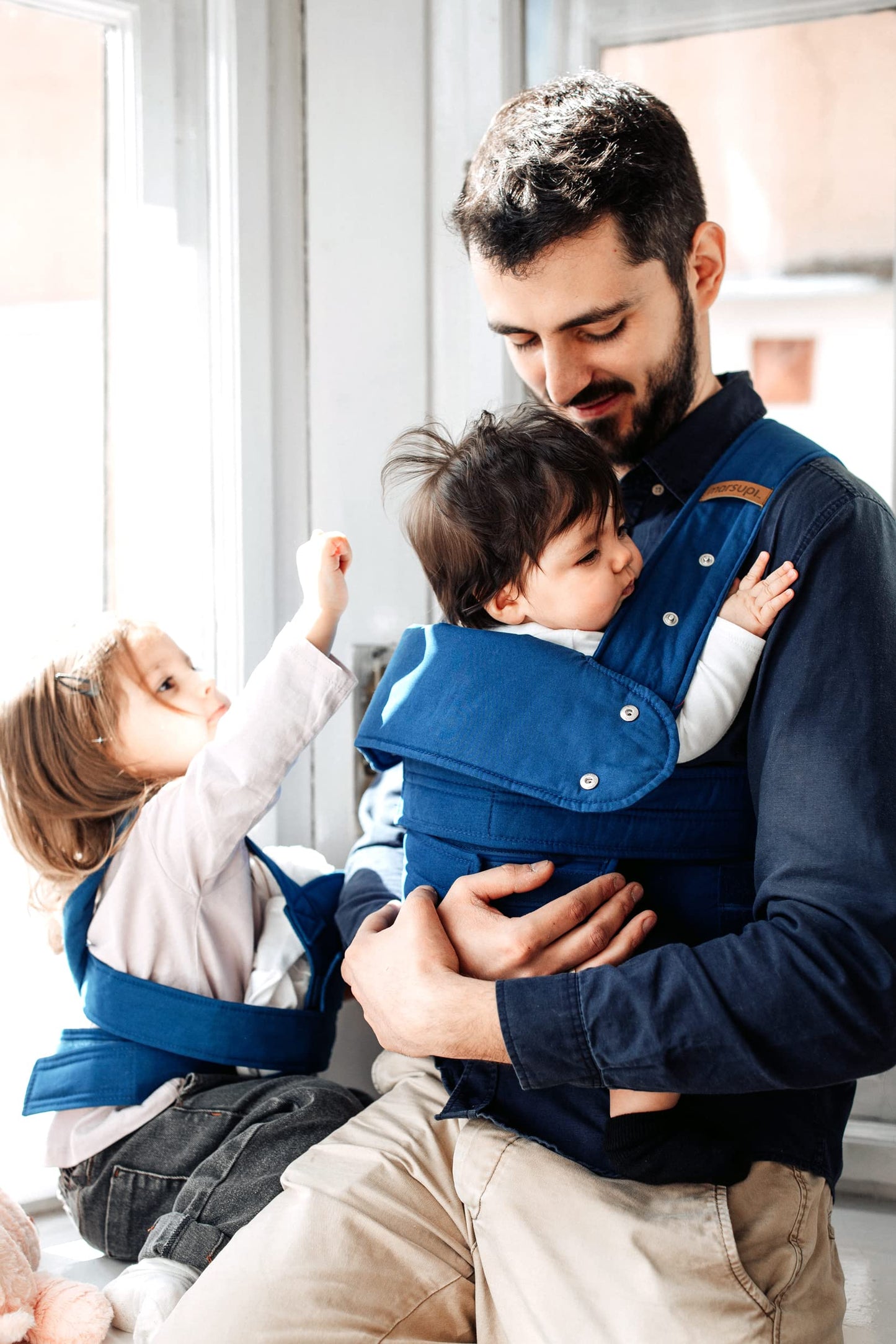 Portabebés Marsupi Azul Marino Ocean Ajustable Algodón Orgánico Talla XL