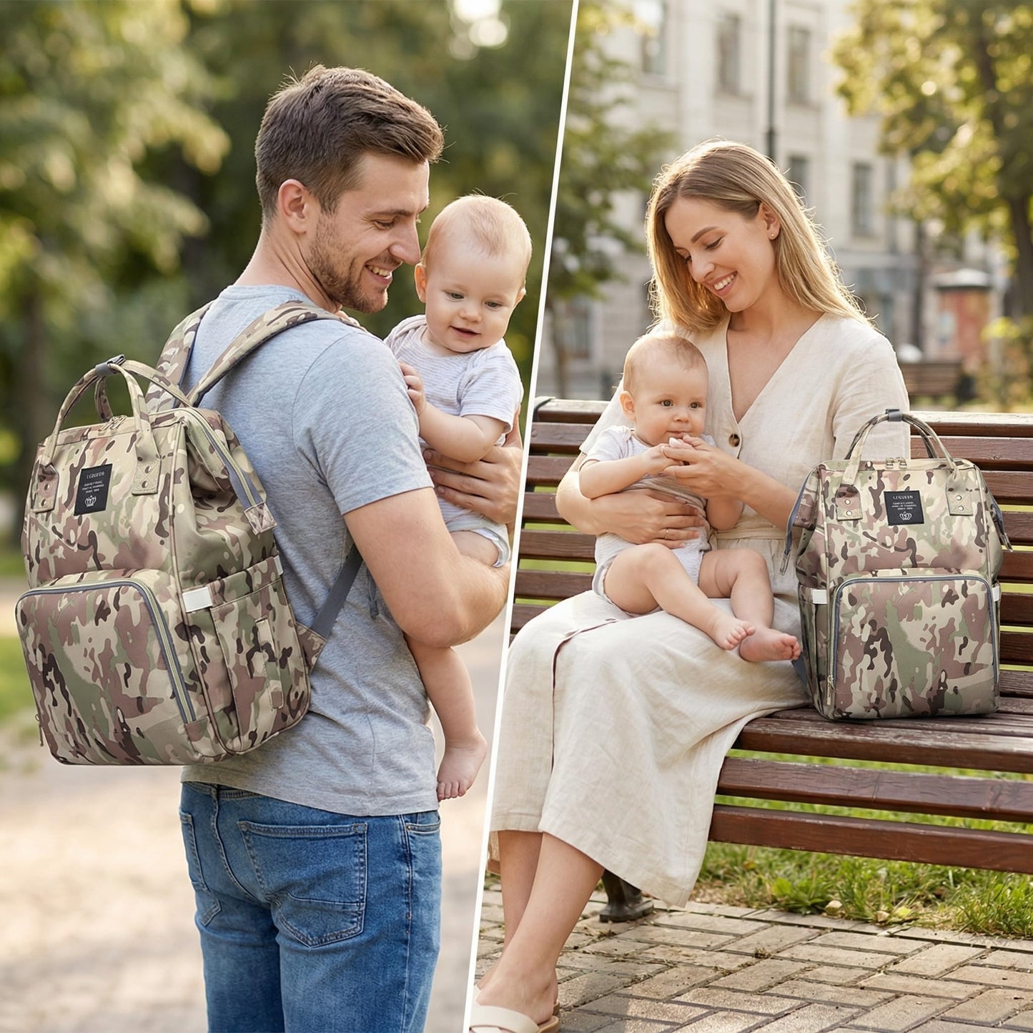 QIXINGHU Bolsa de Pañaleras Multifunción para el Cuidado del Bebé, Bolsas de Pañales Amplias y Abiertas de Gran Capacidad, Mochila de Viaje, Impermeable, Ligera, Tamaño (LWH): 10.26.715.7 cm