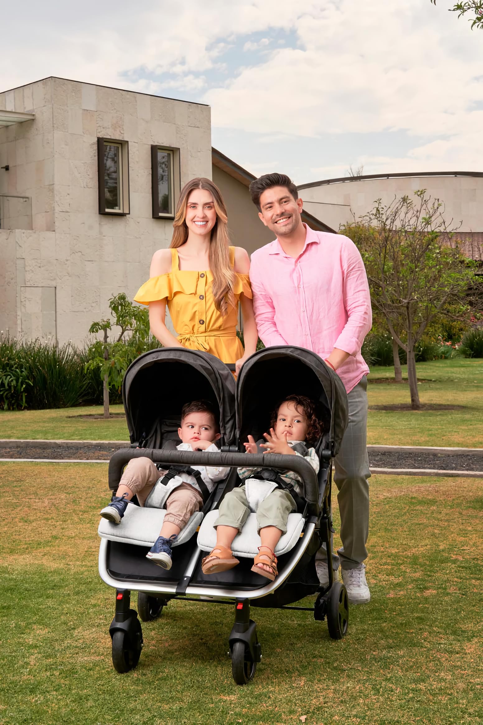INFANTI | Carriola Doble Para Bebé | Lea Twin | Reclinable | Soporta Hasta 30 Kg | Toldo con Ventanilla