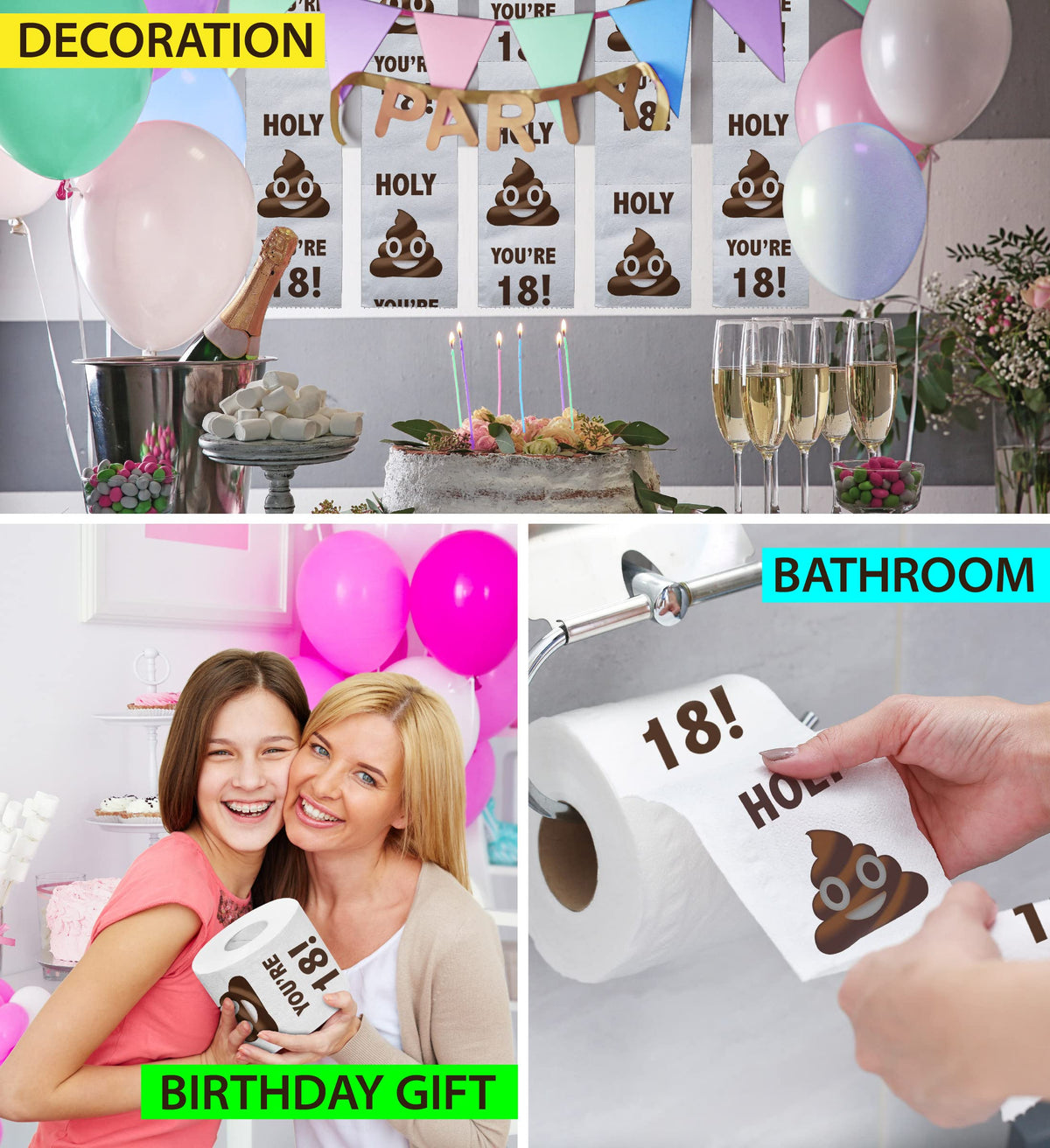 Papel Higiénico TP Impreso Holy Poop You 18 Divertido para Broma y Regalo Novedoso