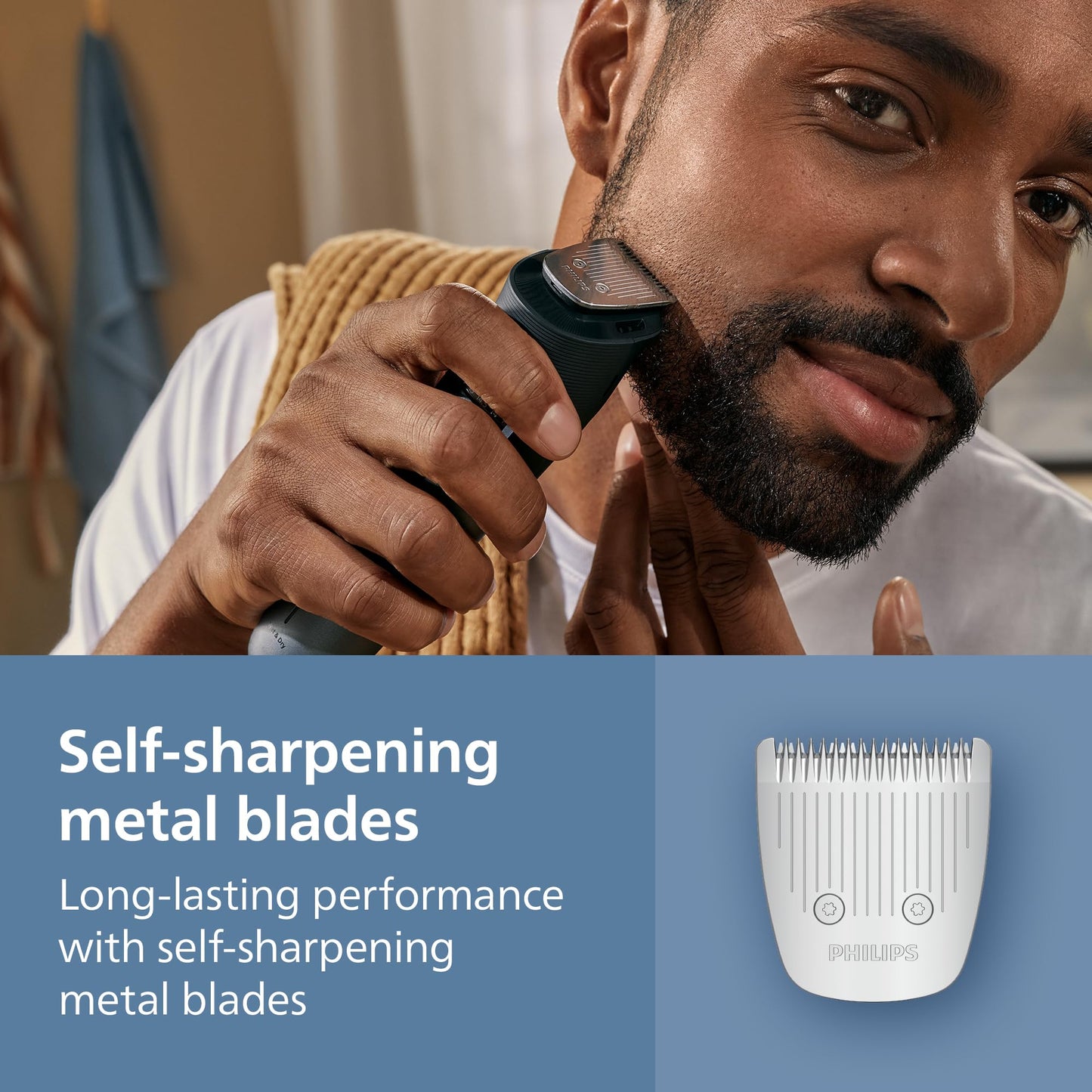 Norelco Philips Cortadora de Barba Serie 5000, 100% Impermeable, Esfera de Precisión con 40 Ajustes de Ajuste de Bloqueo, Cuchillas de Metal Autoafilables y Colector de Desorden de Barba, Bt5775/40, N