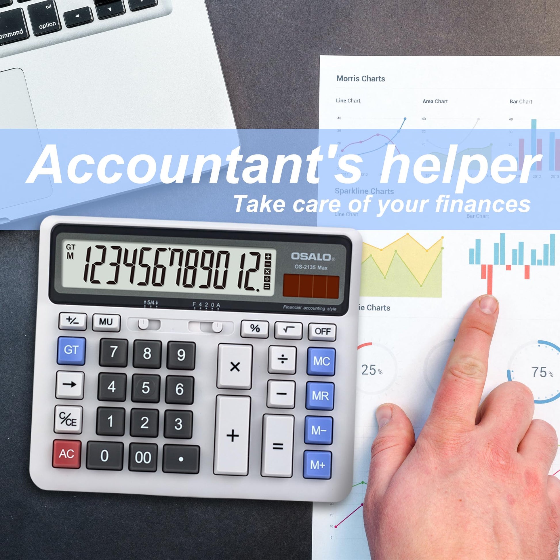 Pendancy Calculadora de Escritorio Pantalla LCD Extra grande Calculadora de Contabilidad de números Grandes de 12 dígitos con botón de Respuesta Gigante, para Office Business Home (2135-2 Piezas)