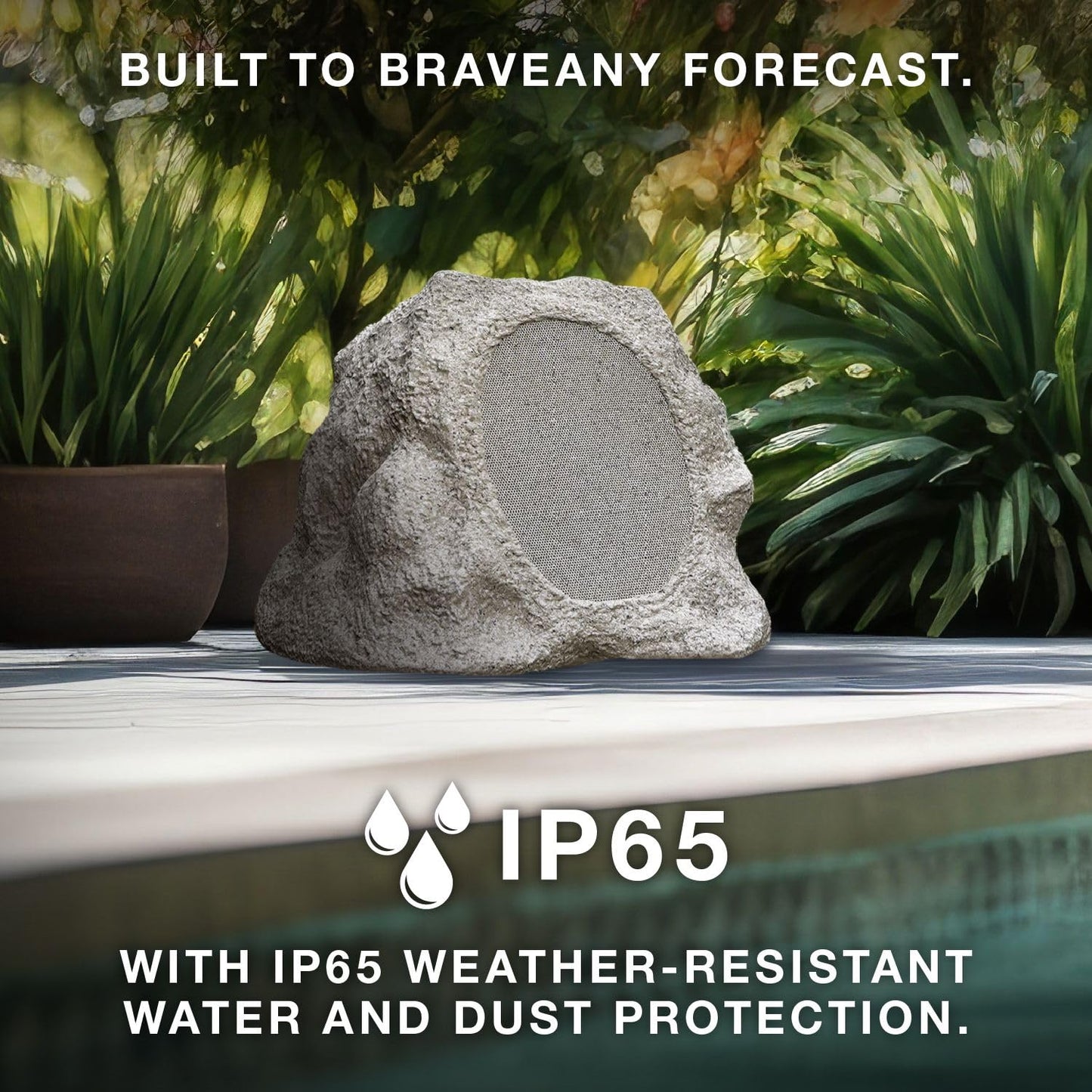 Victrola Rock Speaker Connect, Stone, Altavoz inalámbrico para Exteriores con Bluetooth 5.3, batería de 22 Horas de duración, con Carga Solar, Conecta hasta 20 Altavoces Rock, Altavoz IP65 Resistente