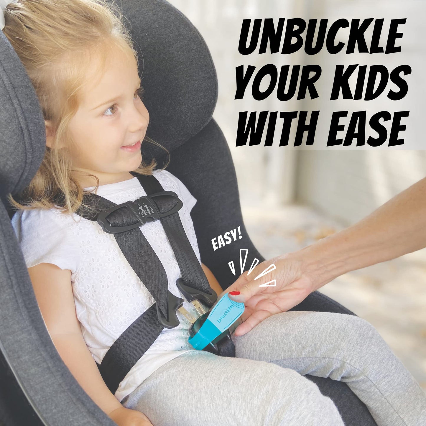 UnbuckleMe Herramienta de Liberación de Hebilla del Asiento de Coche (Como se Vio en El Foso de los Tiburones) - Ayuda Fácil para Abrir para Artritis, Uñas Largas, Niños Mayores - Botón Pulsador para