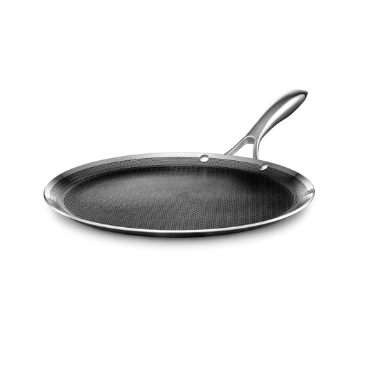 HexClad Comal Hybrid Antiadherente de 30 cm, Asa que se Mantiene Fría, Apto para Lavavajillas, Horno hasta 480°C e Inducción, Compatible con todas las Estufas