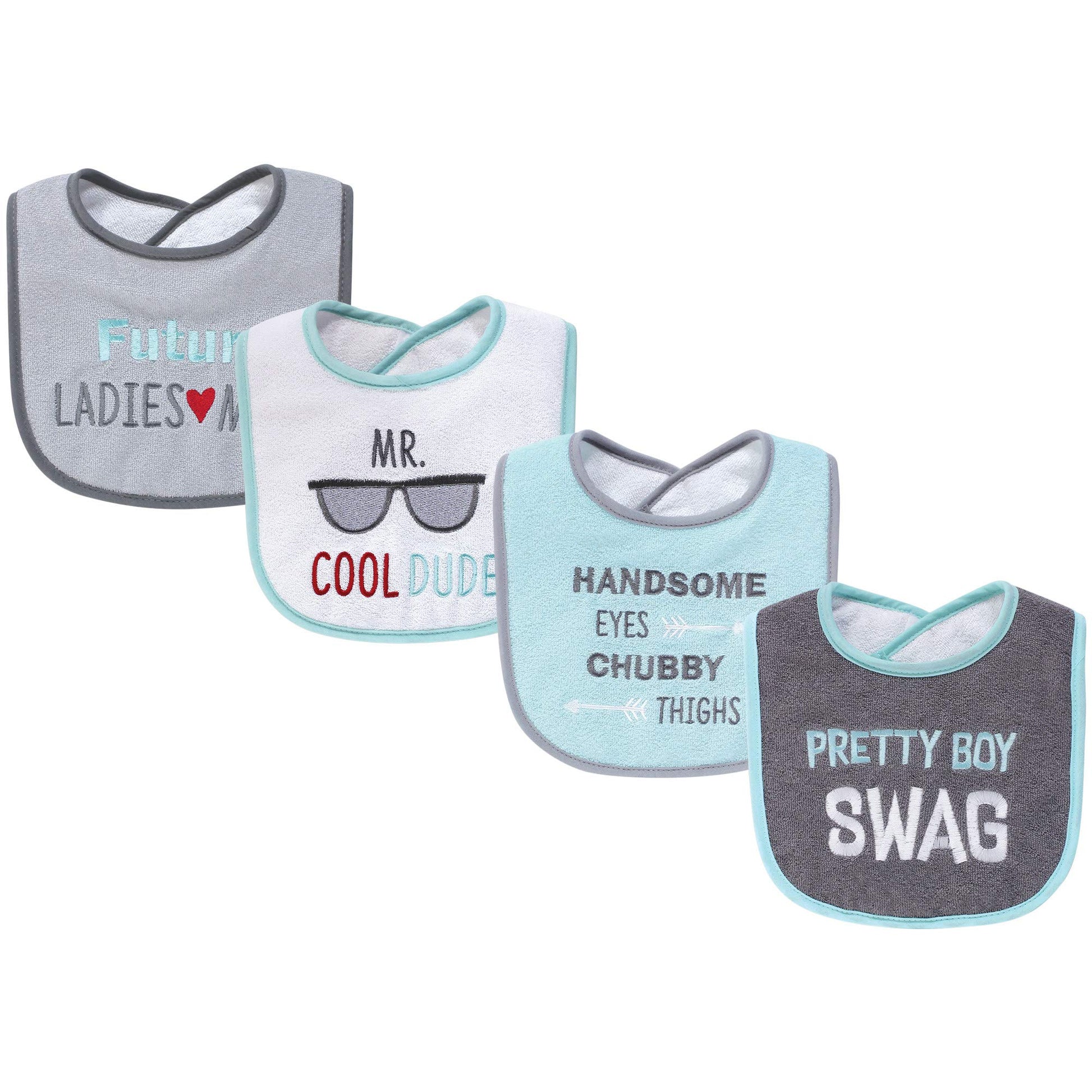 Hudson Baby Baberos unisex de algodón de rizo con relleno de fibra, bonito botín para niño, talla única