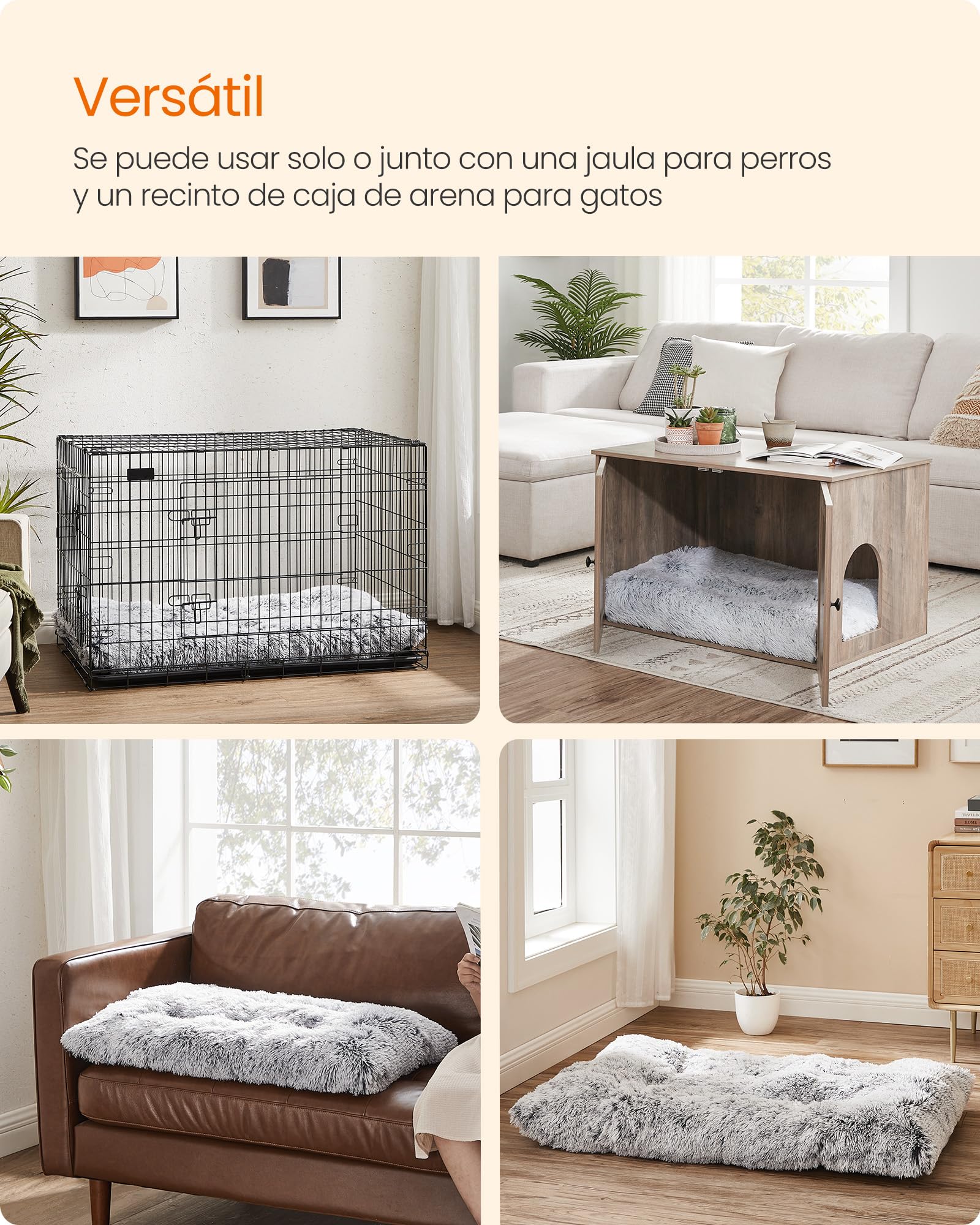 Feandrea Cama para Perros, Sofá para Mascotas, 95 x 60 cm, Lavable a Máquina, con Cojín, Gris Claro MPGW202G01