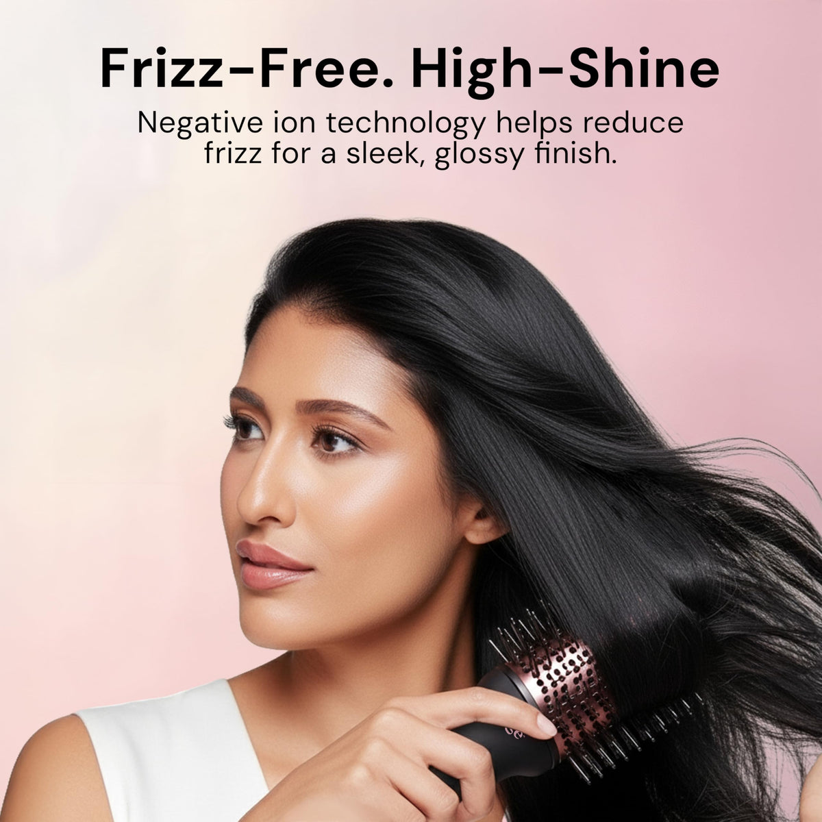 Cepillo Secador de Titanio L'ANGE HAIR Negro 2 en 1 para Cabello Suave y sin Frizz