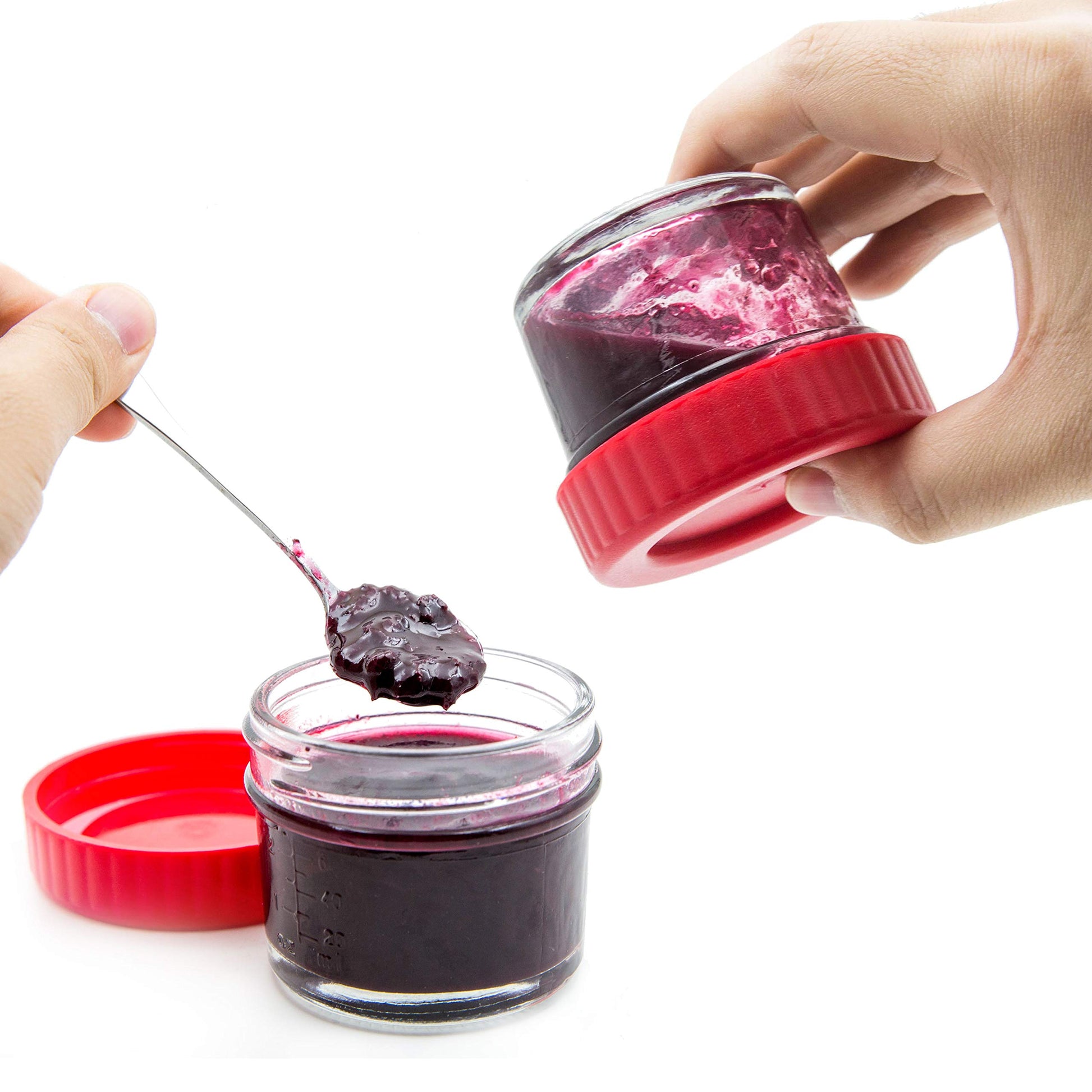 Youngever - Contenedores de vidrio apilables para alimentos para bebés, 4 onzas, con tapas herméticas, tarros de vidrio con tapas, 8 colores surtidos (paquete de 8)