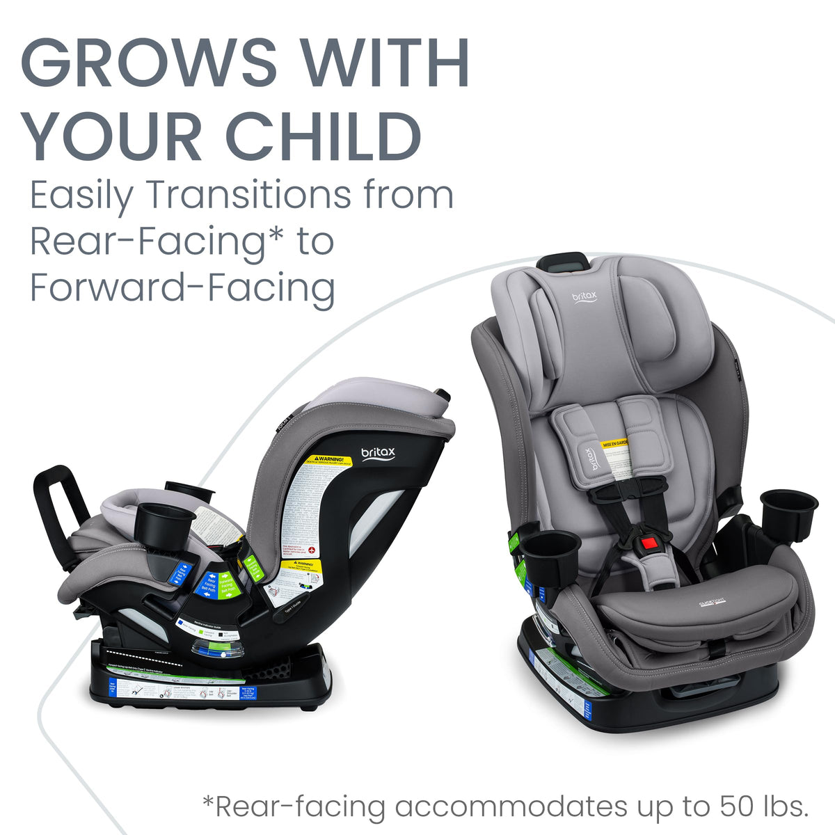 Asiento de Coche Convertible Britax Grafito Glaciar con Diseño Delgado y Tecnología ClickTight