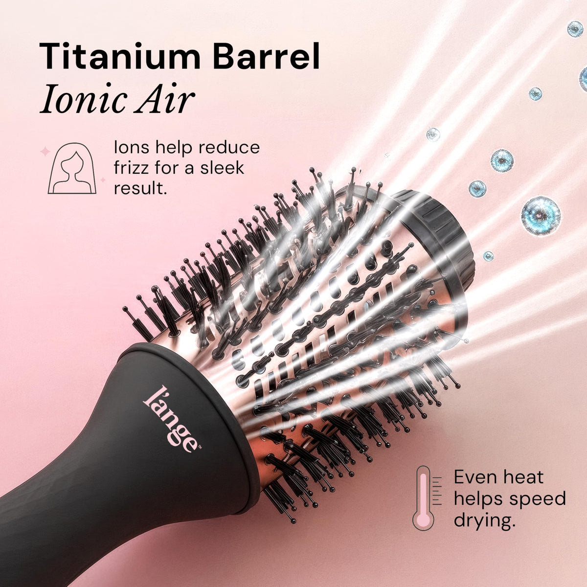 Cepillo Secador de Titanio L'ANGE HAIR Negro 2 en 1 para Cabello Suave y sin Frizz