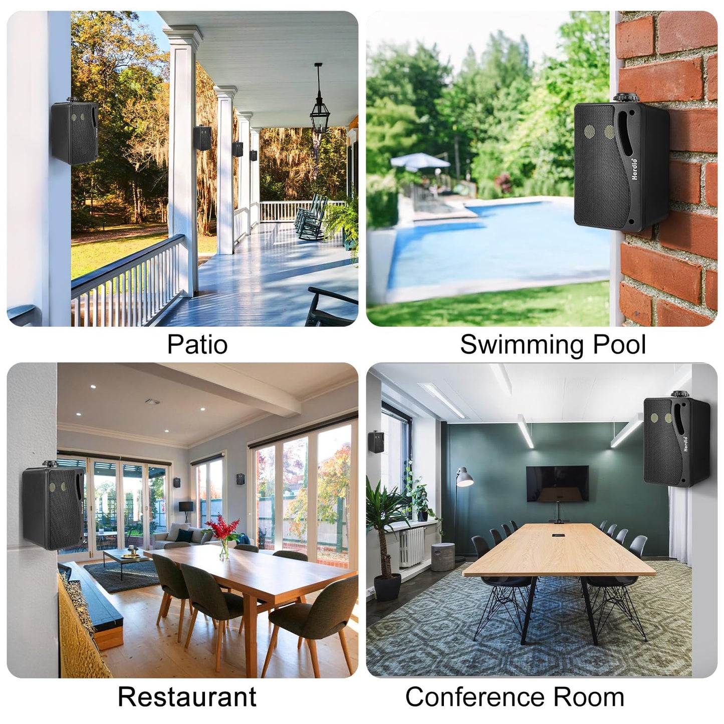 Herdio - Altavoces pasivos para exteriores de 3.5 pulgadas con cable, impermeables, con sonido superior de 400 W, durabilidad para todo tipo de clima, para el hogar, patio, jardín, barco, cochera