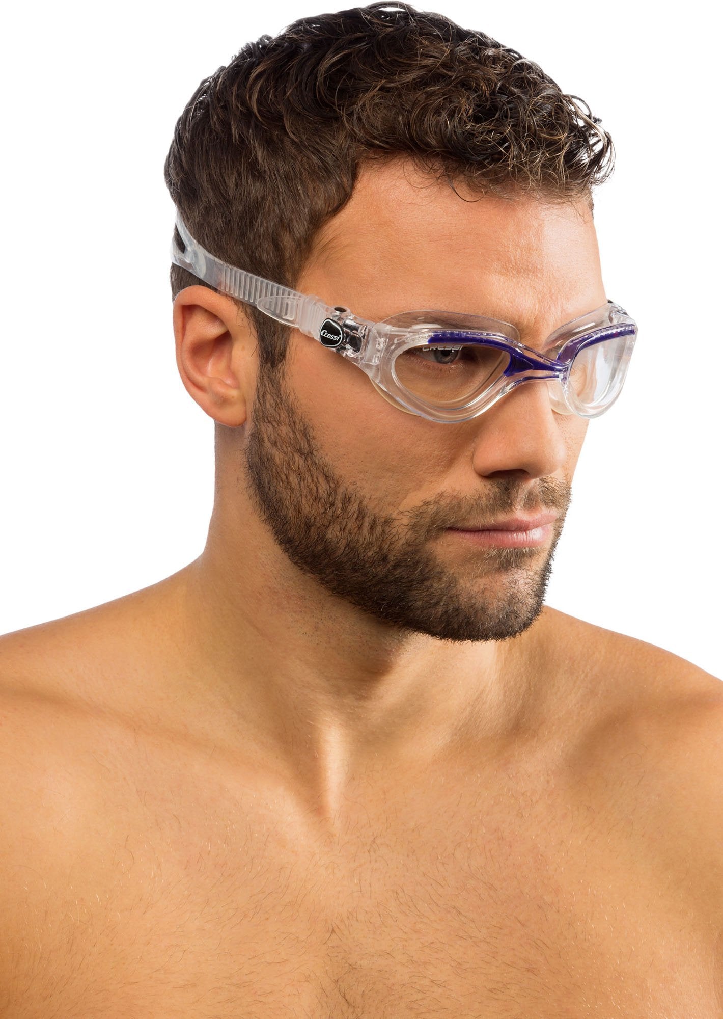 Cressi Flash Gafas de natación Premium Ultra Transparentes Fabricadas en Italia, Clear/Blue