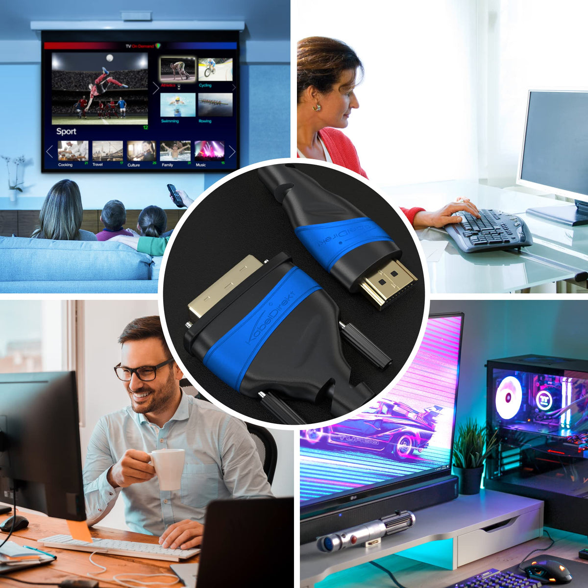 Cable HDMI a DVI KabelDirekt 25ft 7.6m Serie Top
