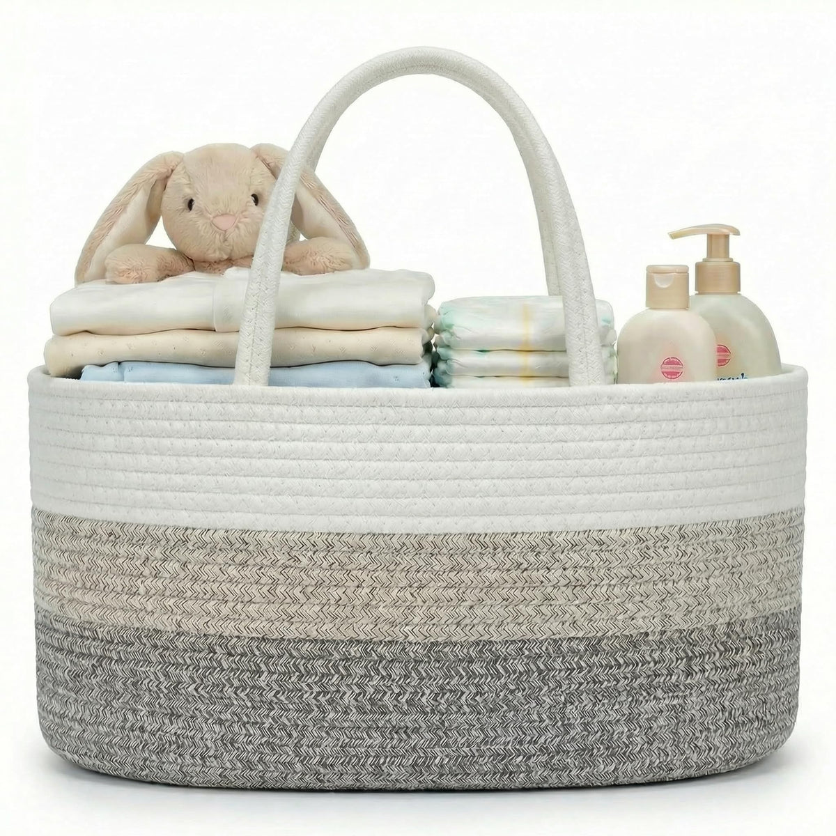 Organizador de pañales para bebé, cesta de pañales grande de cuerda de algodón, organizador de cambiador, bolsa portátil con divisor, almacenamiento de coche, regalos de baby shower para niñas recién