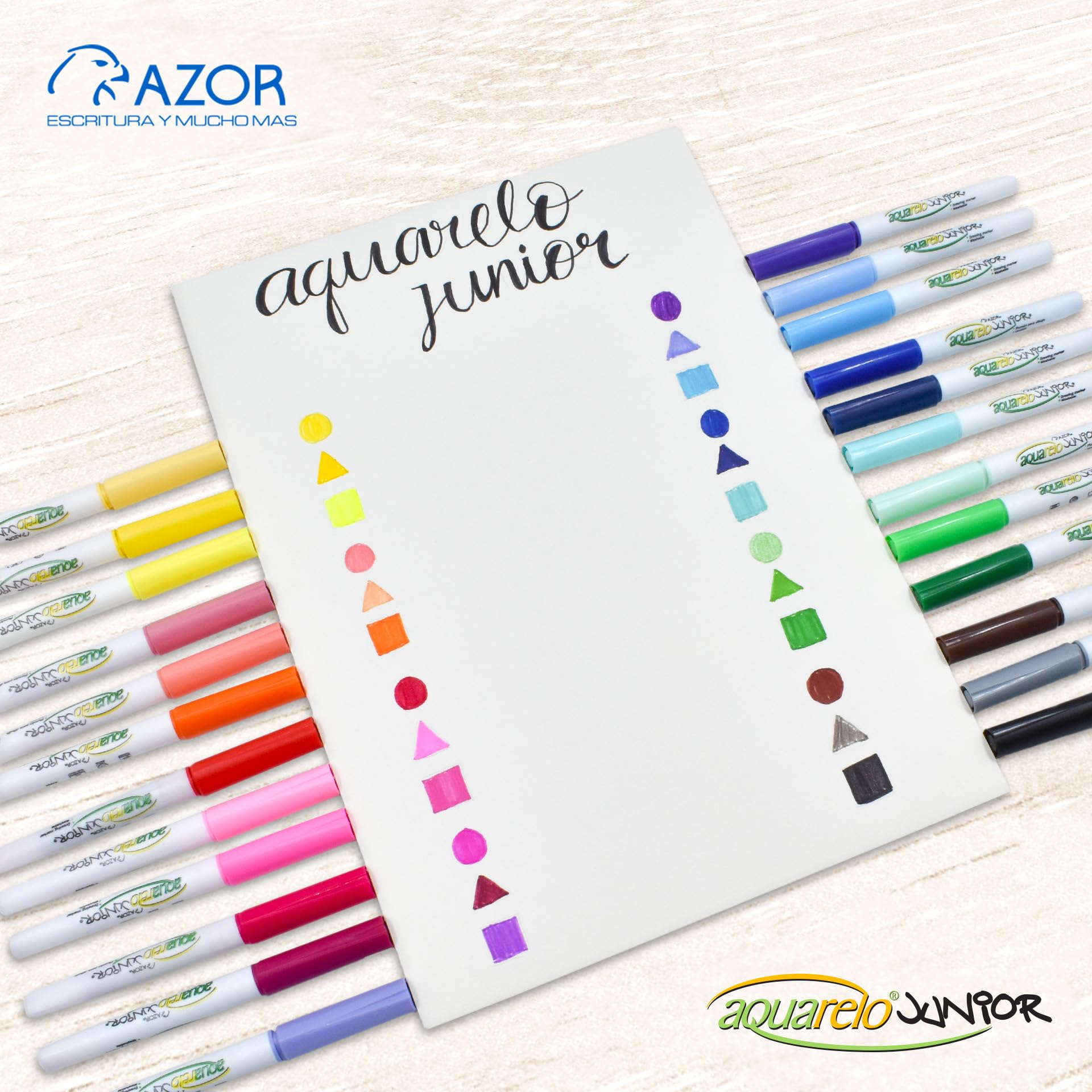 Azor Plumones Para Dibujo 24 Piezas No Toxico Lavable Aquarelo Jr 321.2924
