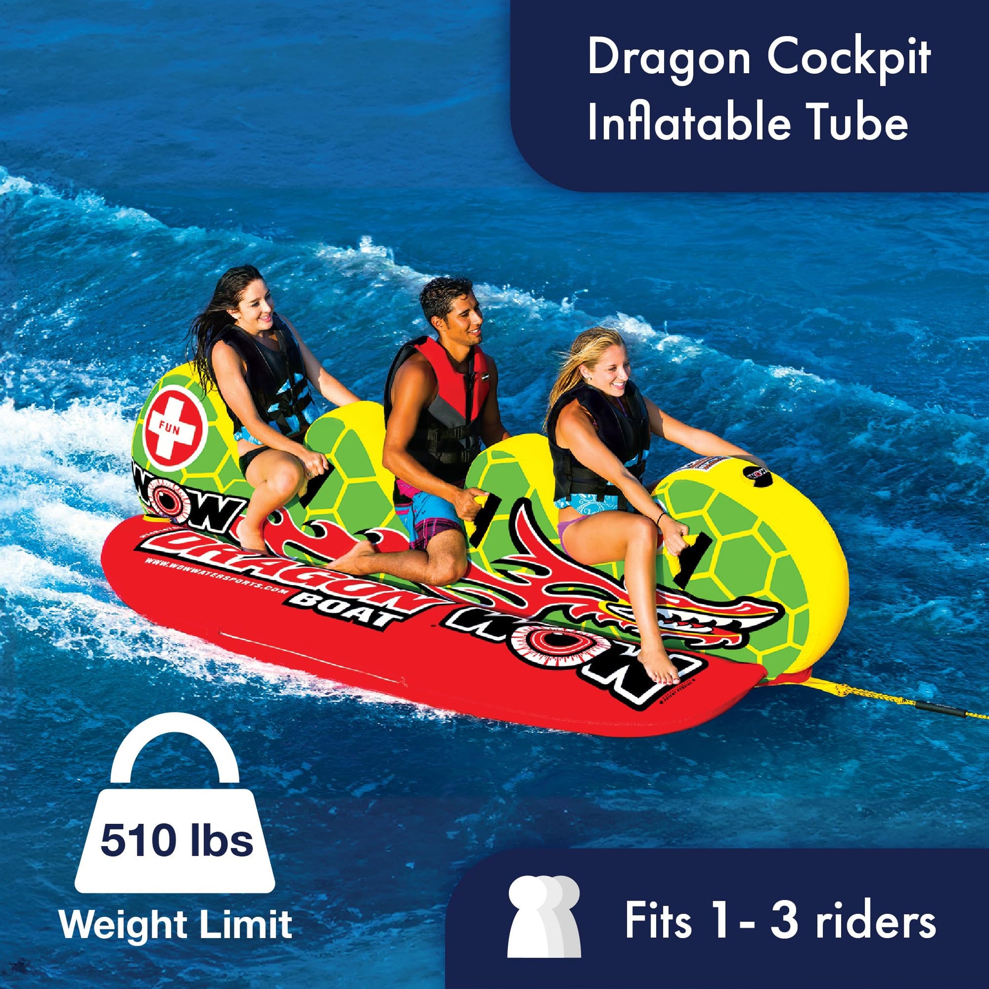 Bote Inflable Wow World of Watersports Dragon 3 Personas Remolque