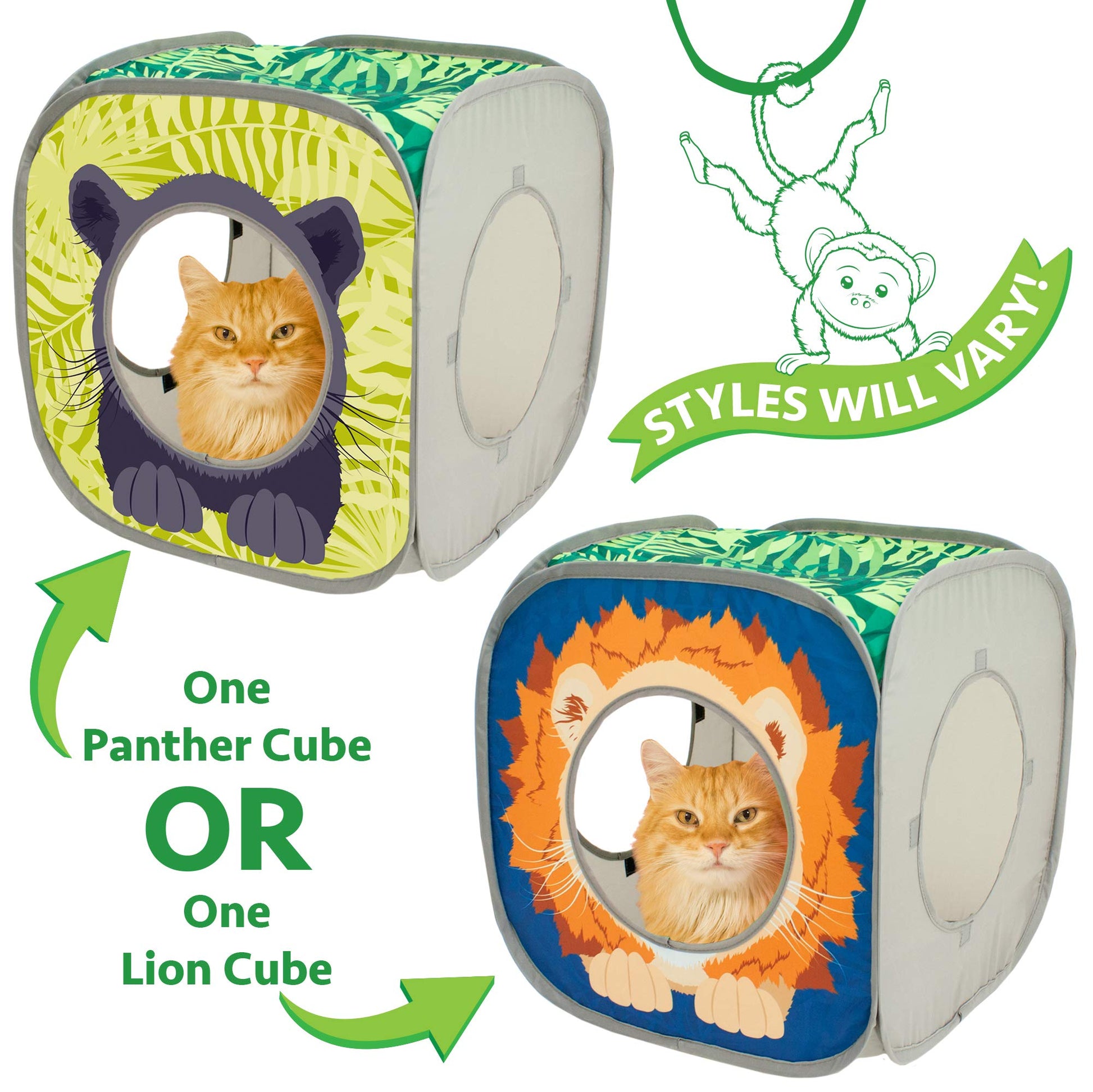 Kitty City Safari Play Cubee, Cat Cube, Play Kennel, Cat Bed, Jungle Cat House