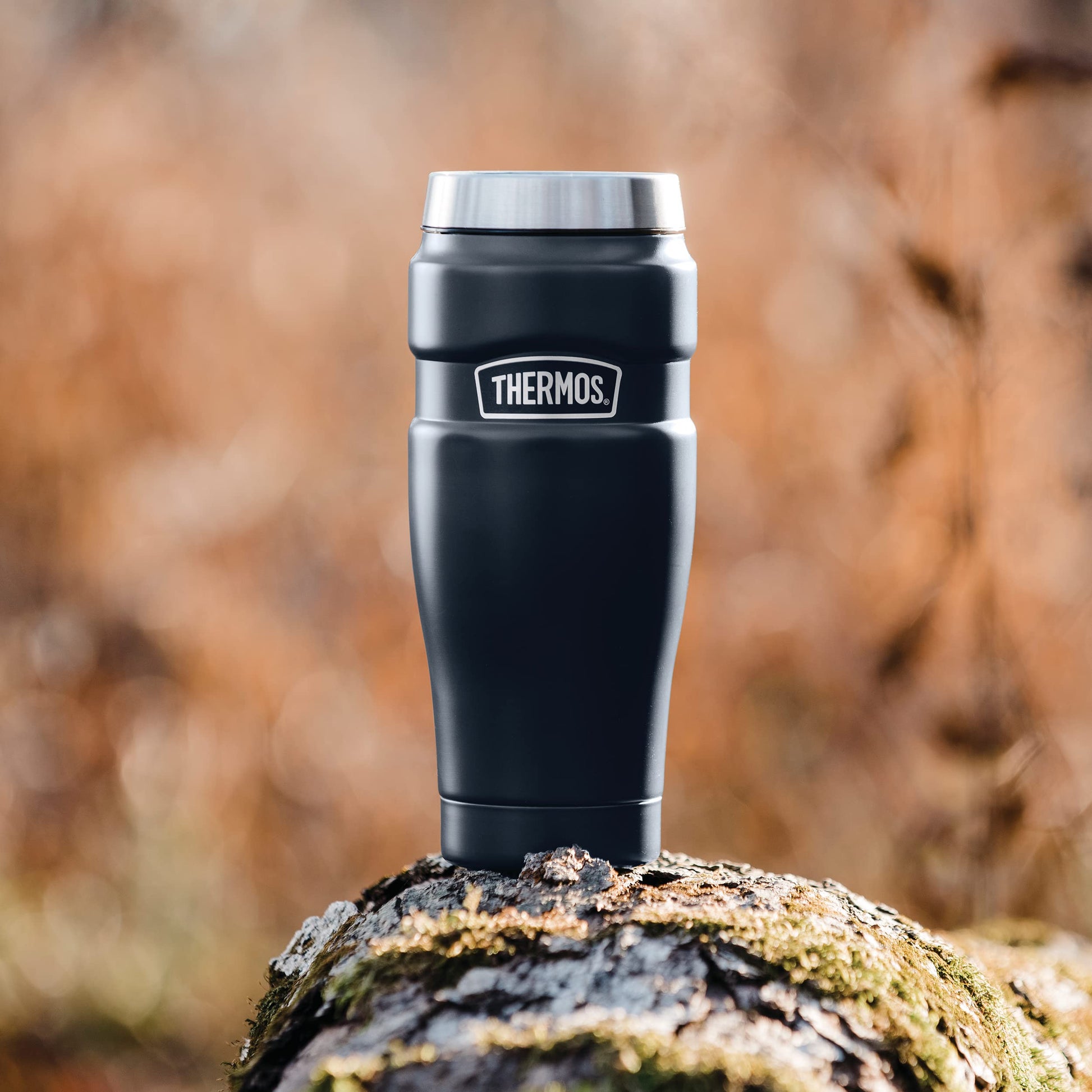 Vaso de Viaje Thermos Azul Mate de Acero Inoxidable 16 Onzas