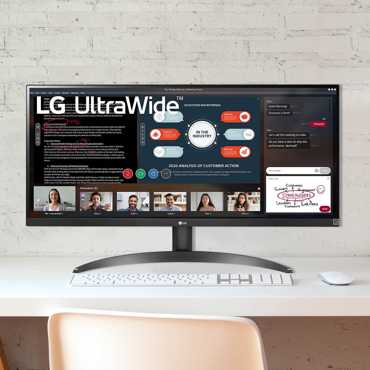 LG Monitor 29WQ500 IPS FHD(2560 x 1080) Multi tasks 29 Pulgadas Ultra Wide,100 Hz, 5 ms (GtG), Contrast Ratio de 1000:1, Compatible con AMD Freesync