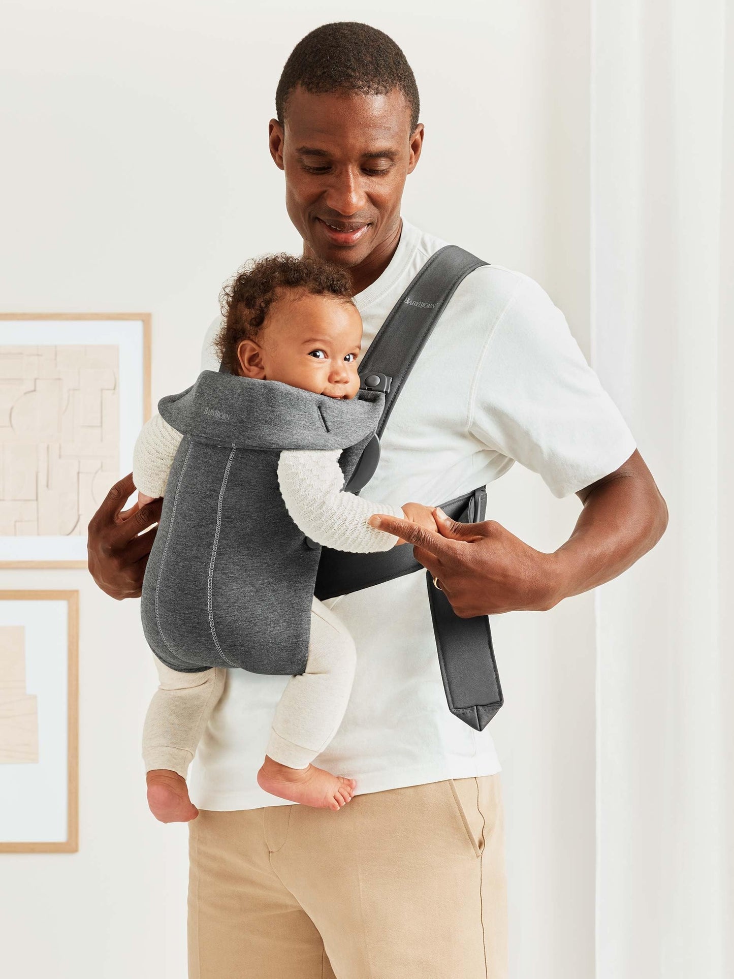BABYBJORN - Portabebés pequeño, Jersey 3D, Gris oscuro