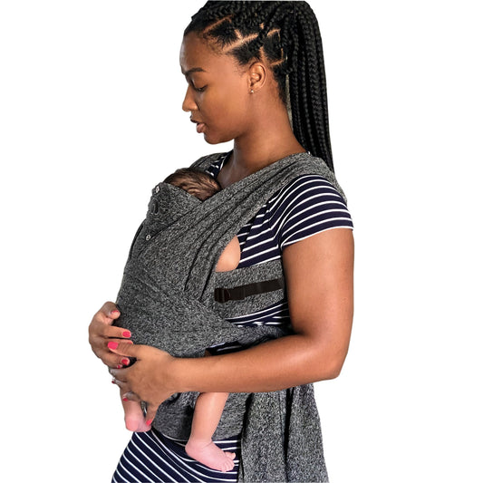 Boppy Portabebés Híbrido Ajustable, 8-35 Libras, Gris Jaspeado, Portabebés para Recién Nacido a Niño Pequeño con Correas Ajustables y Comodidad de una Envoltura de Bebé