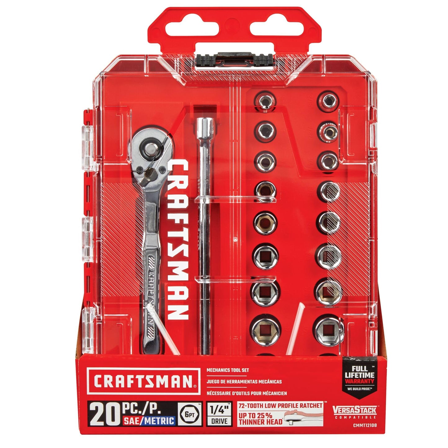 CRAFTSMAN - Juego de herramientas mecánicas de 1/4 pulgadas, 20 piezas (CMMT12108)
