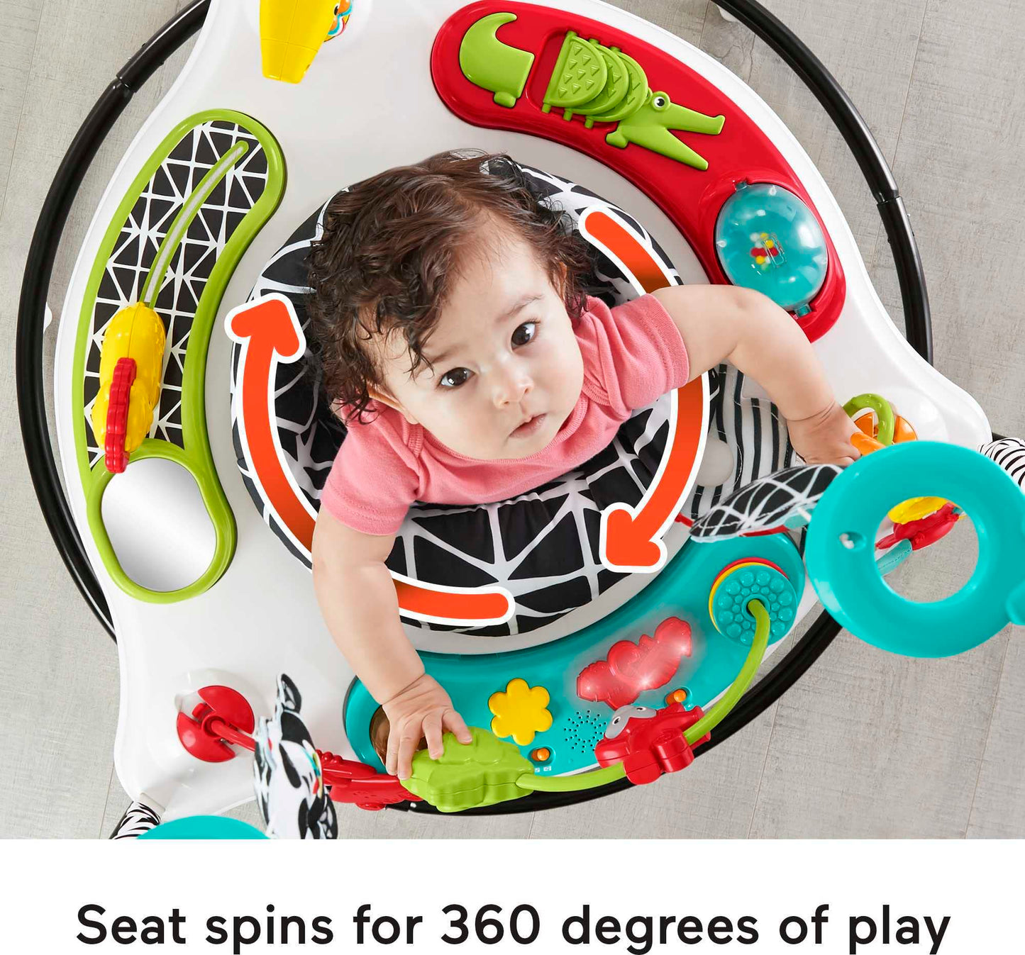 Fisher-Price Baby Bouncer - Centro de actividades musicales de pétalos rosados con luces y juguetes de desarrollo