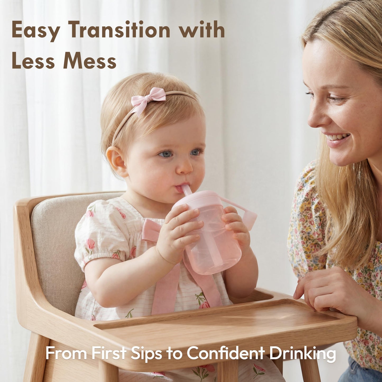 Moonkie Vaso para aprender a beber, botella con pajita, vaso de silicona para bebés y niños, vaso con pajita con tapa, a prueba de fugas, sin BPA, taza para bebés a partir de 6 meses, 5 oz (lila)