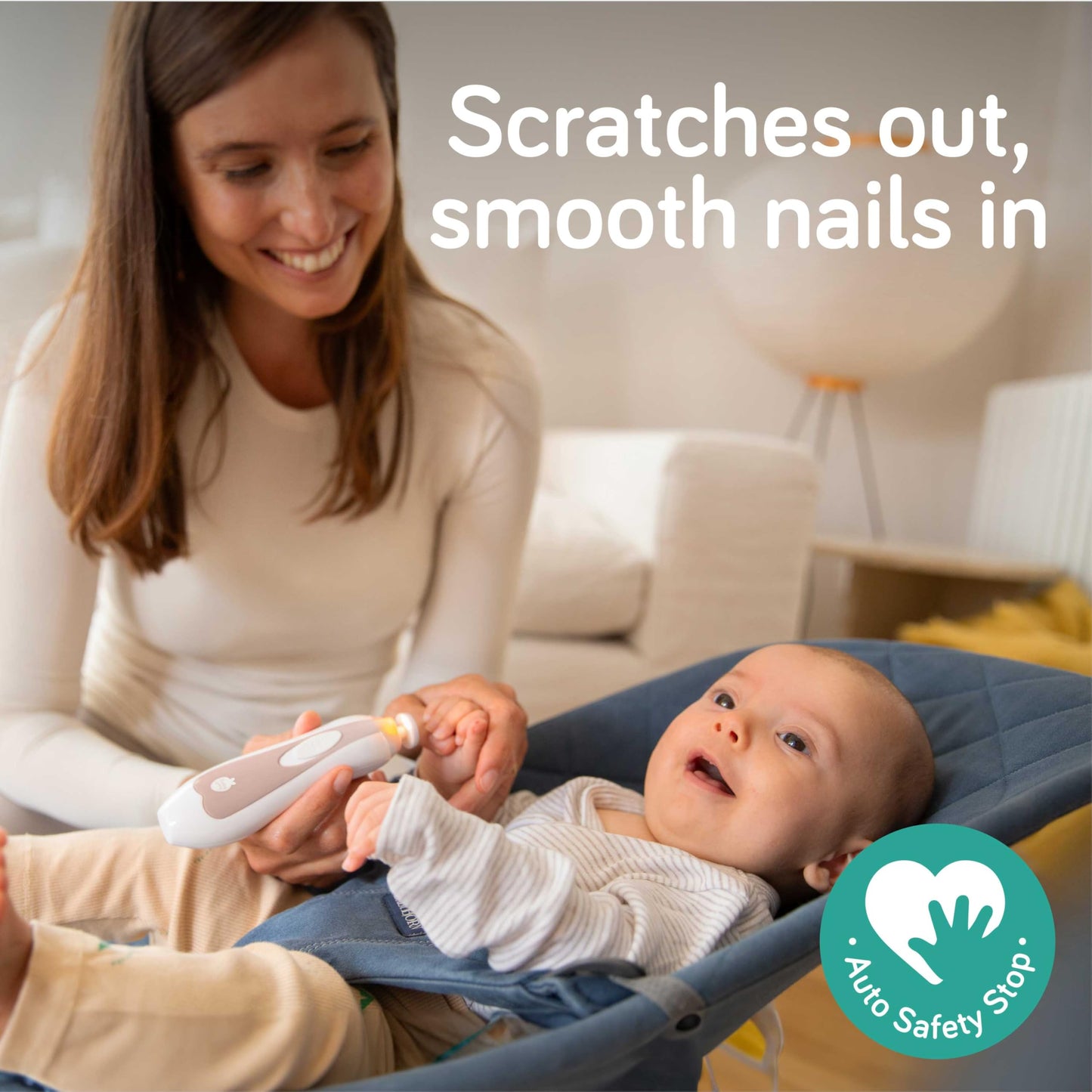 Cherish Baby Care - Lima de uñas LED eléctrica para bebé – Cortaúñas eléctrico de parada de seguridad automática, bidireccional con 2 velocidades y 6 discos de archivado, kit de aseo para bebés recién